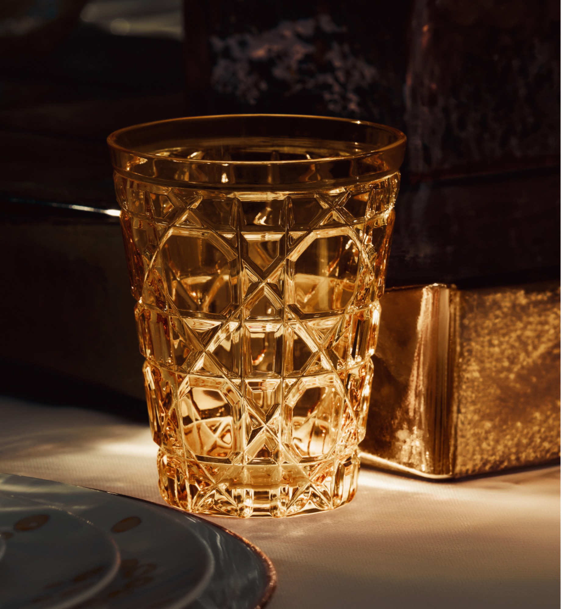 Waterglas Cannage-motief, amberkleurig E12