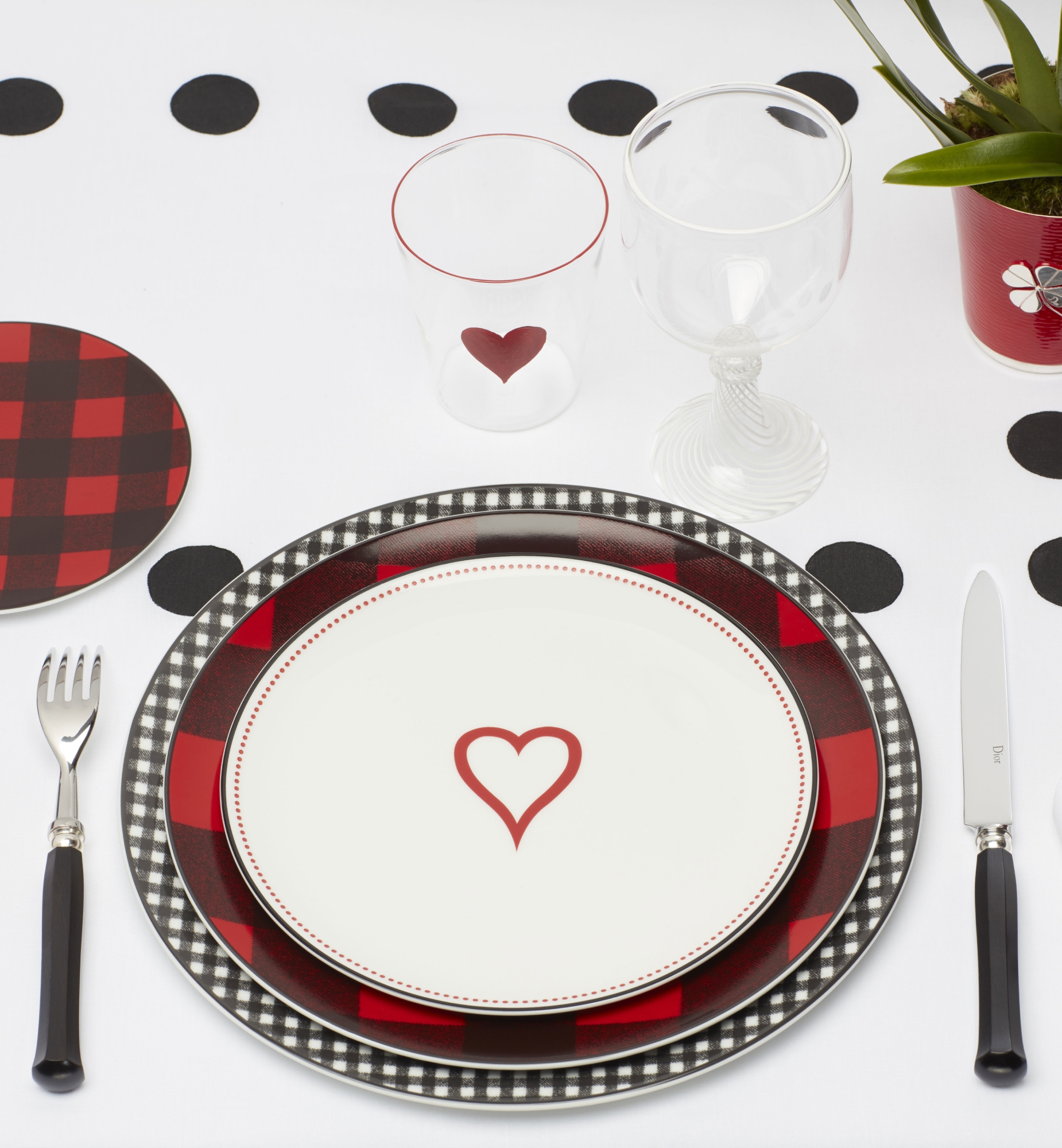 Water Glass Check'n'Dior, Heart, Red E12