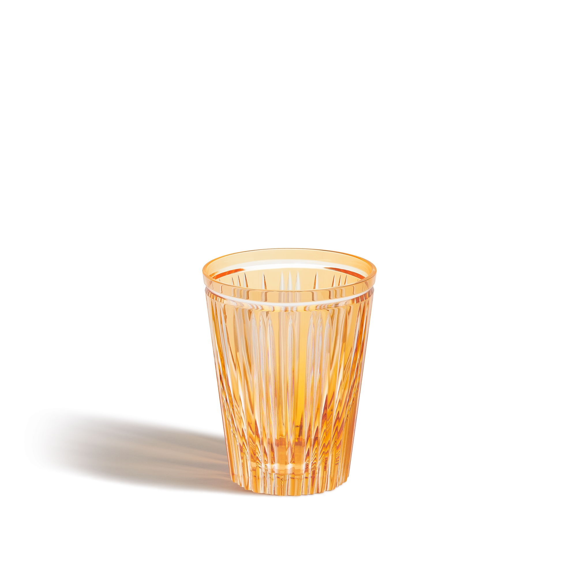 Water Glass Apricot Orange Crystal with Stripe Motif E01