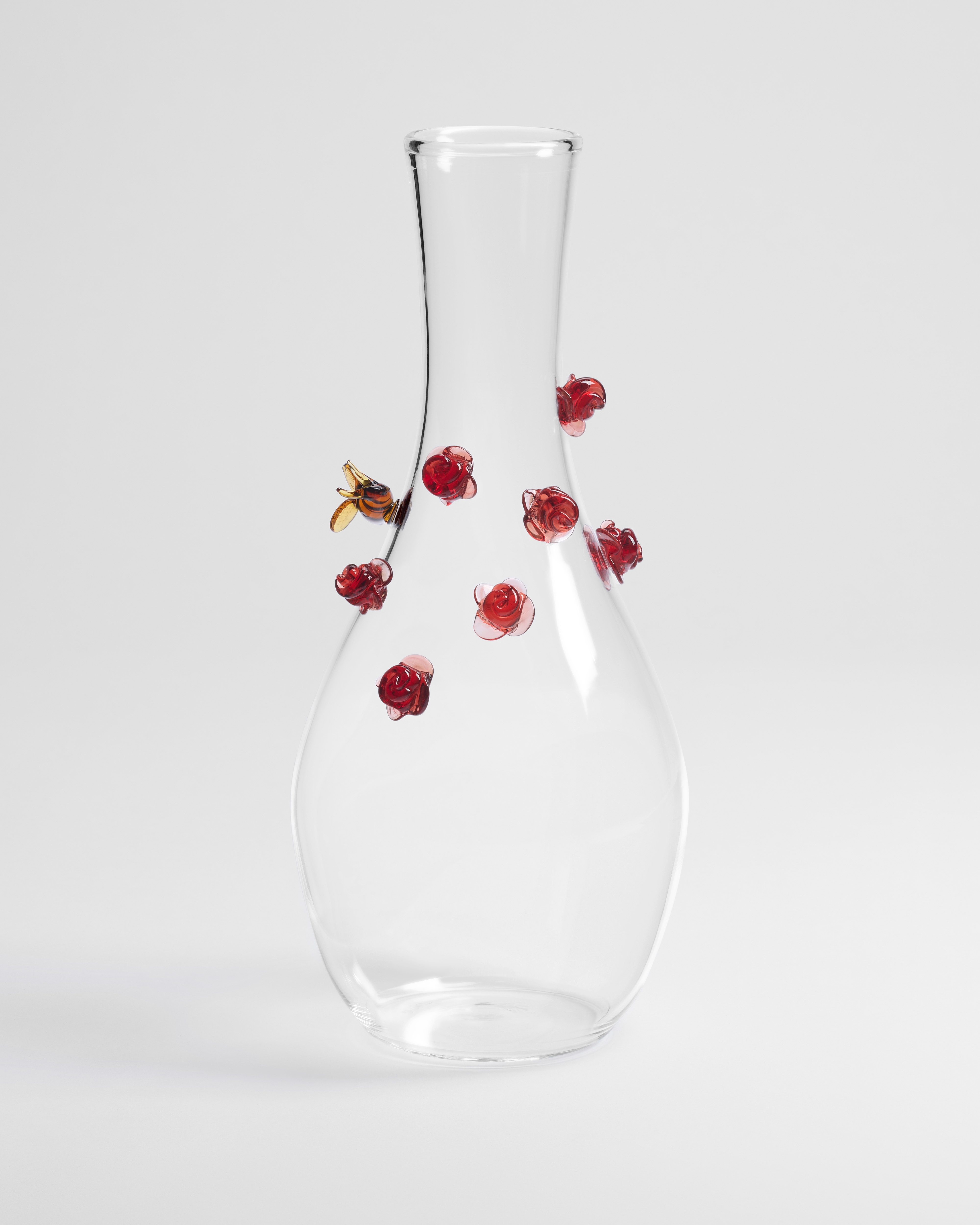 Carafe Transparent Glass with Multicolor Rose Motif E01