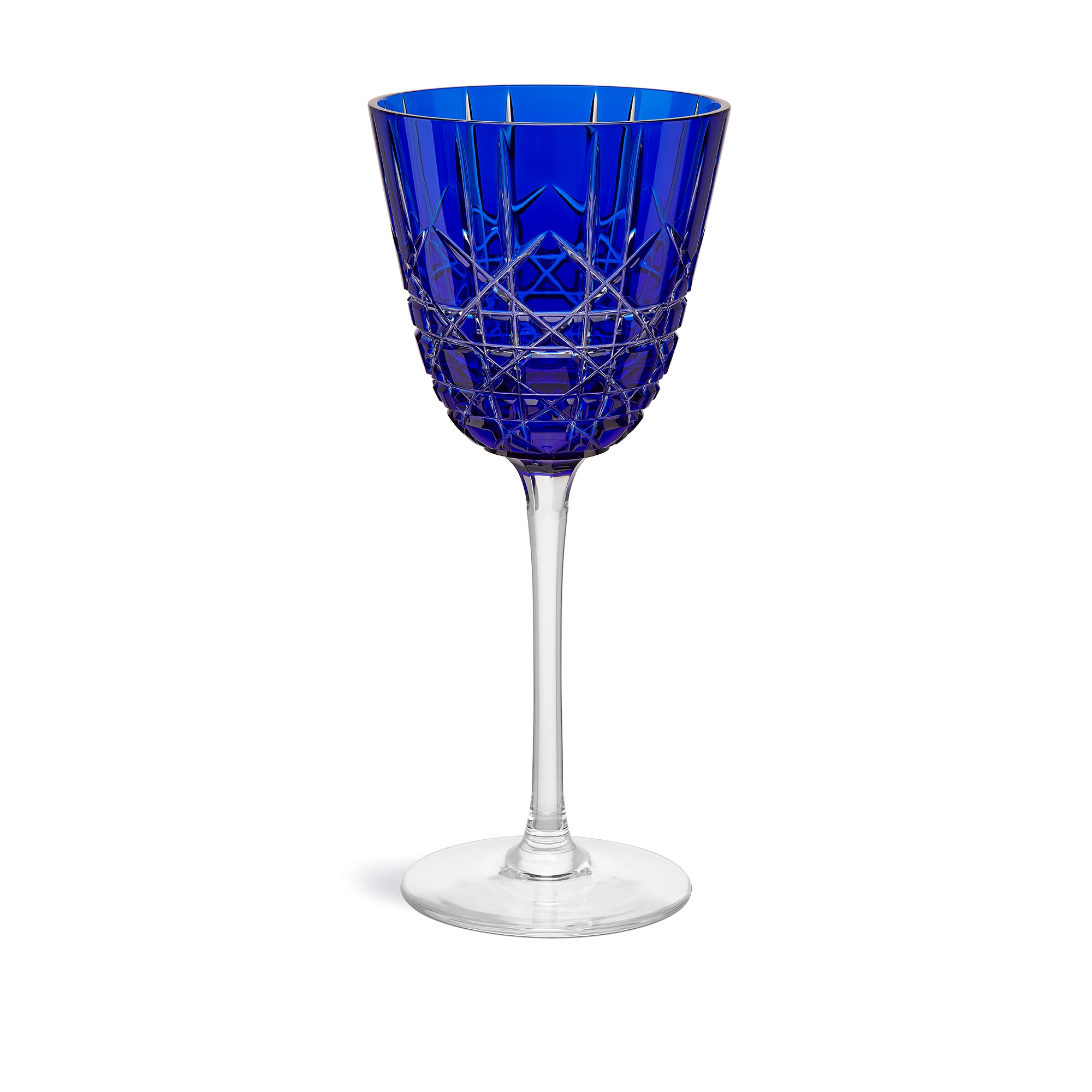 Wine Glass Blue Crystal with Cannage Motif E01