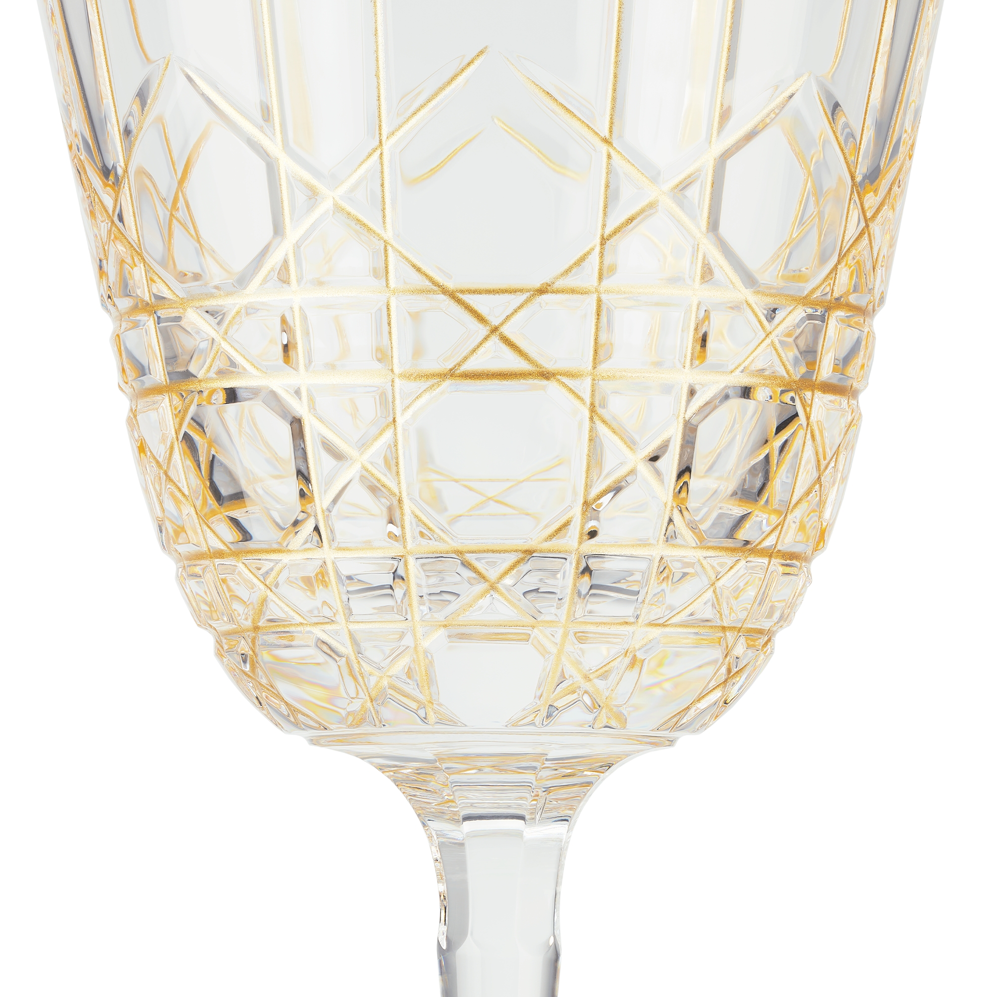 Set di 2 calici da vino Cristallo con motivo Cannage color oro E09