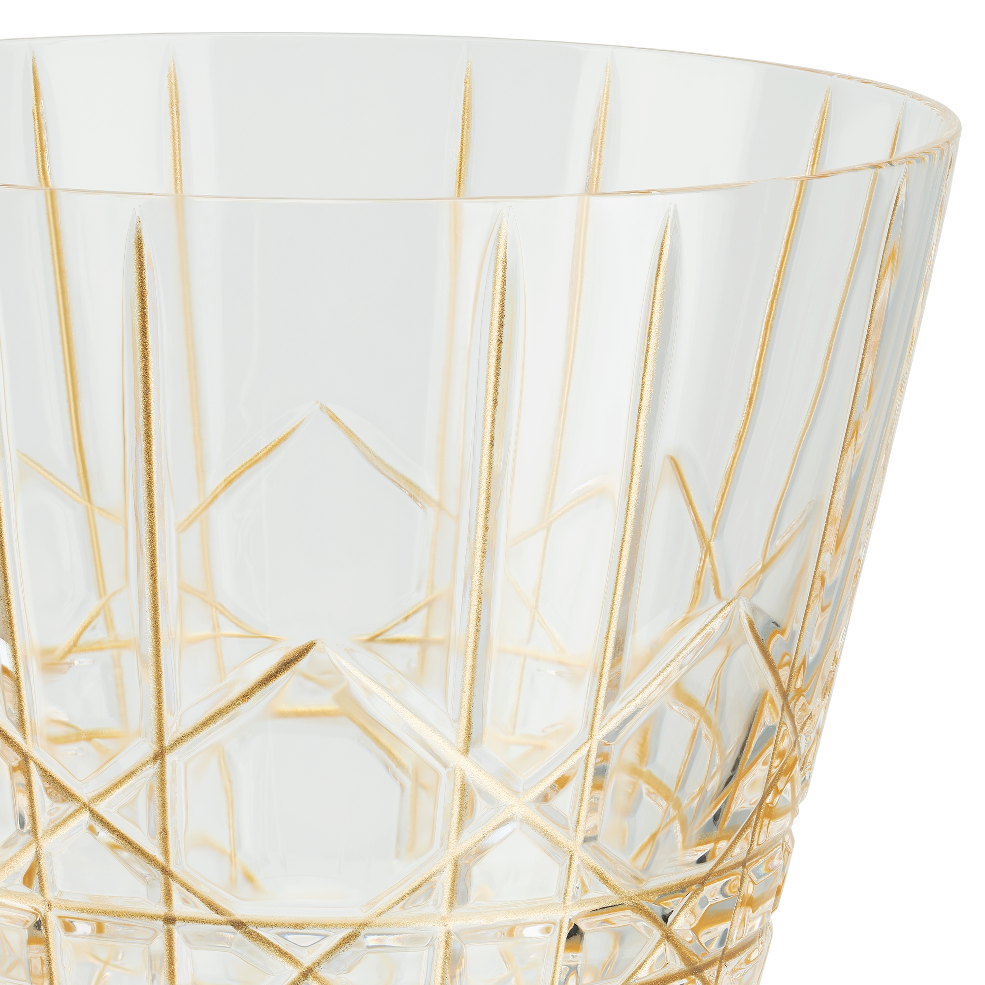 Set di 2 calici da vino Cristallo con motivo Cannage color oro E10