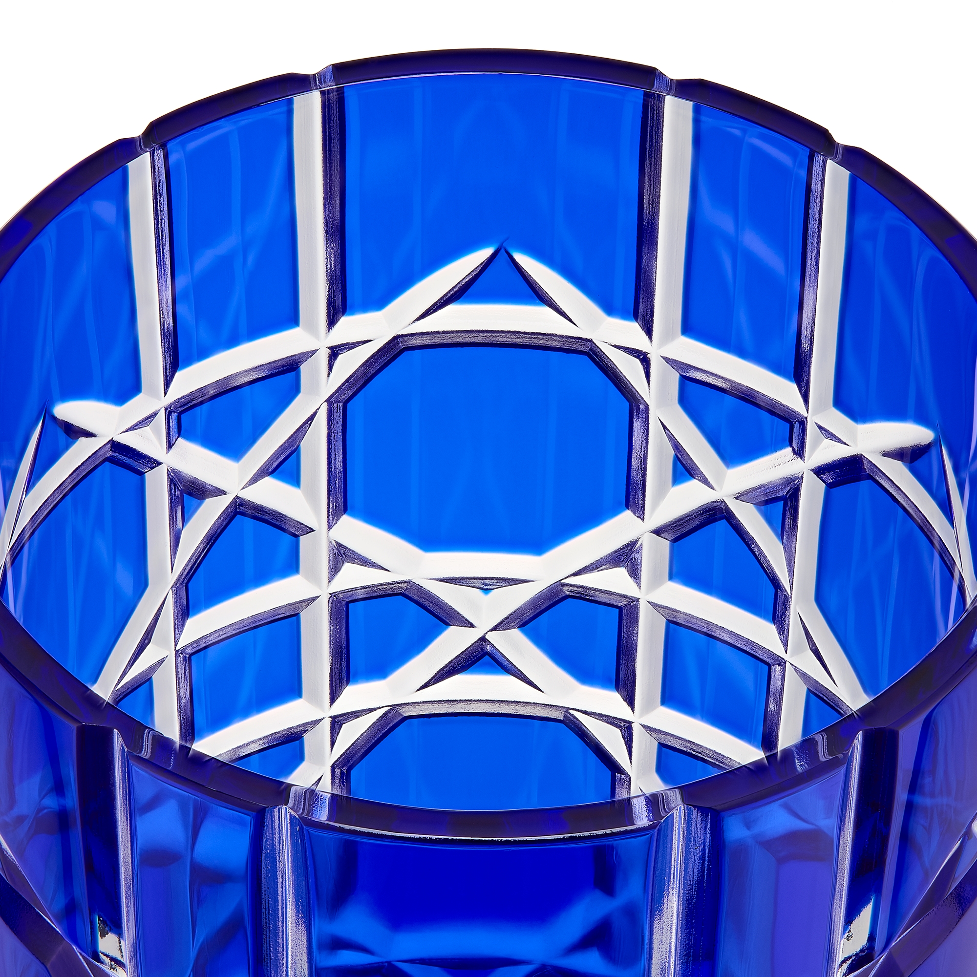 Cocktail Glass Blue Crystal with Cannage Motif E09