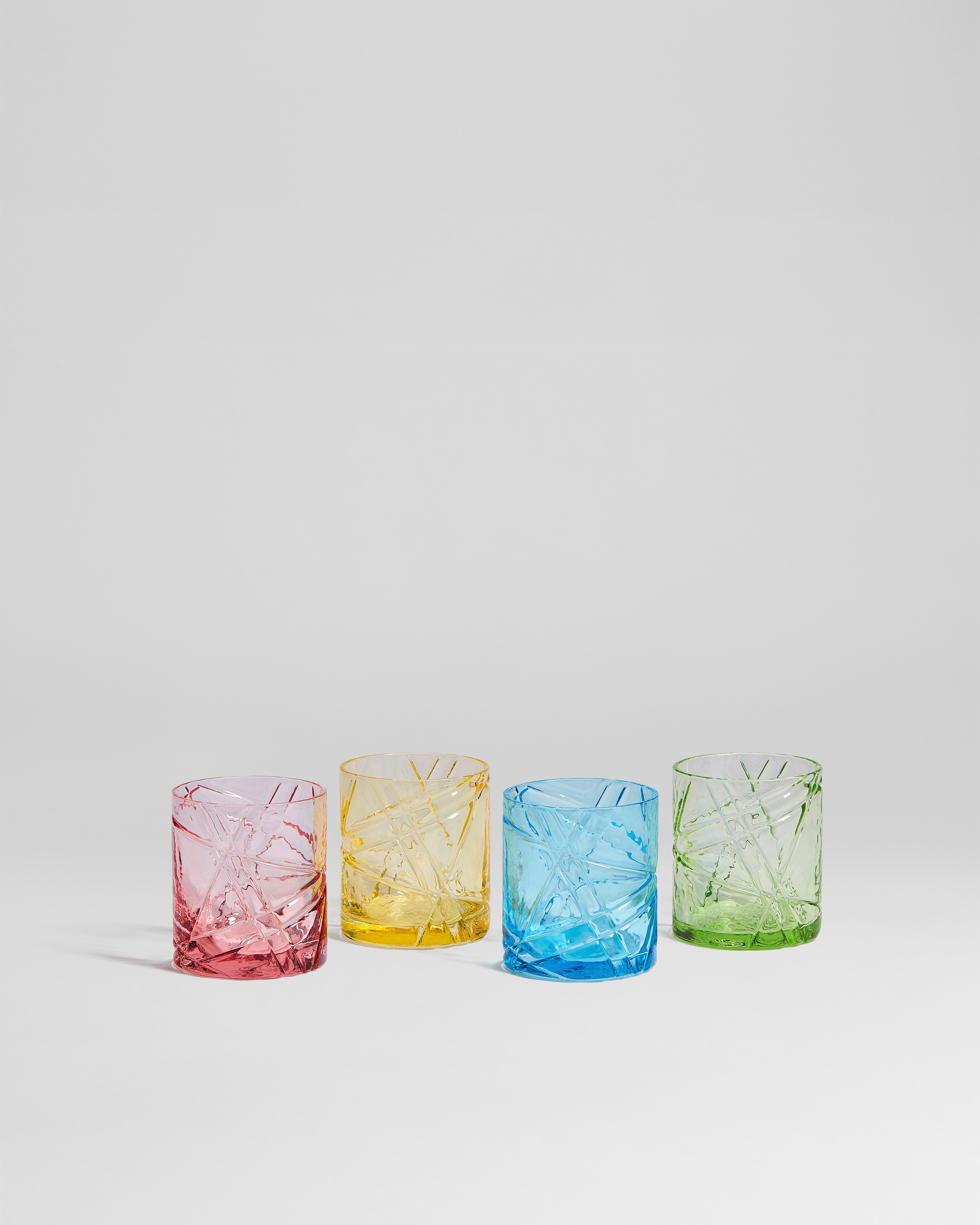 Set of Four Dior Escale Cocktail Glasses Multicolor Pastel Transparent Crystalline E02