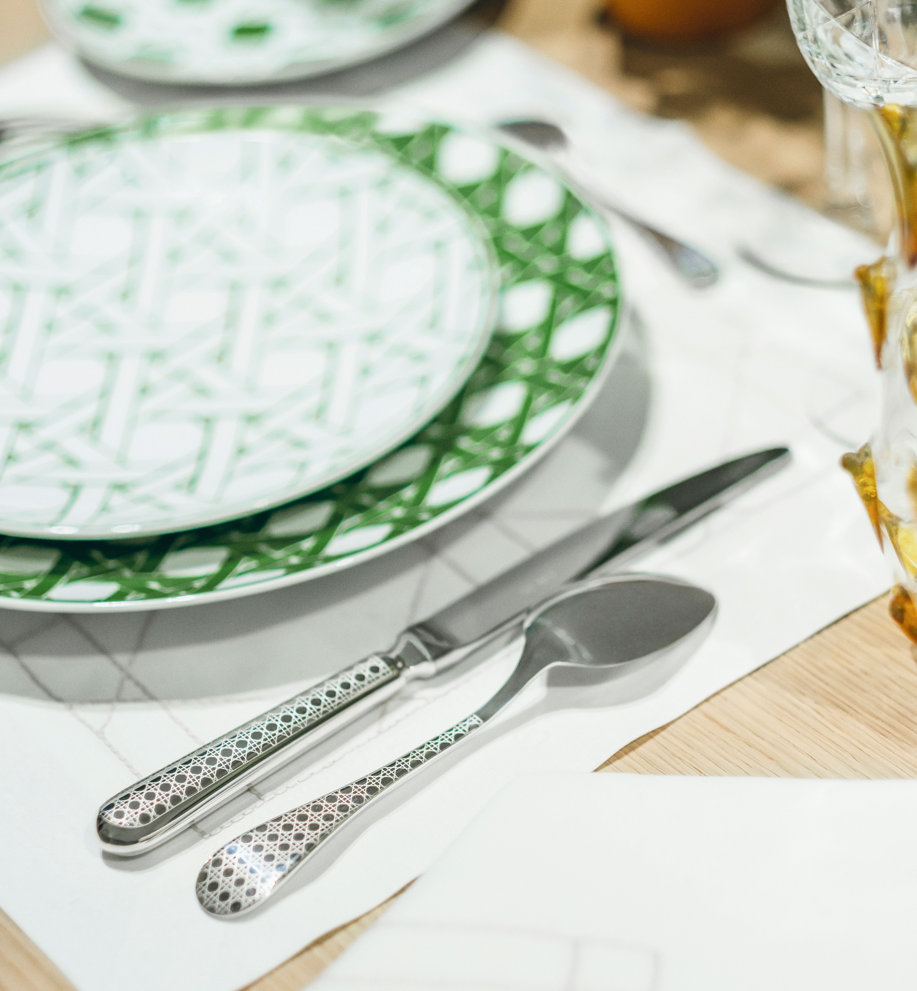 Cuchara de mesa Cannage, metal chapado en plata E09