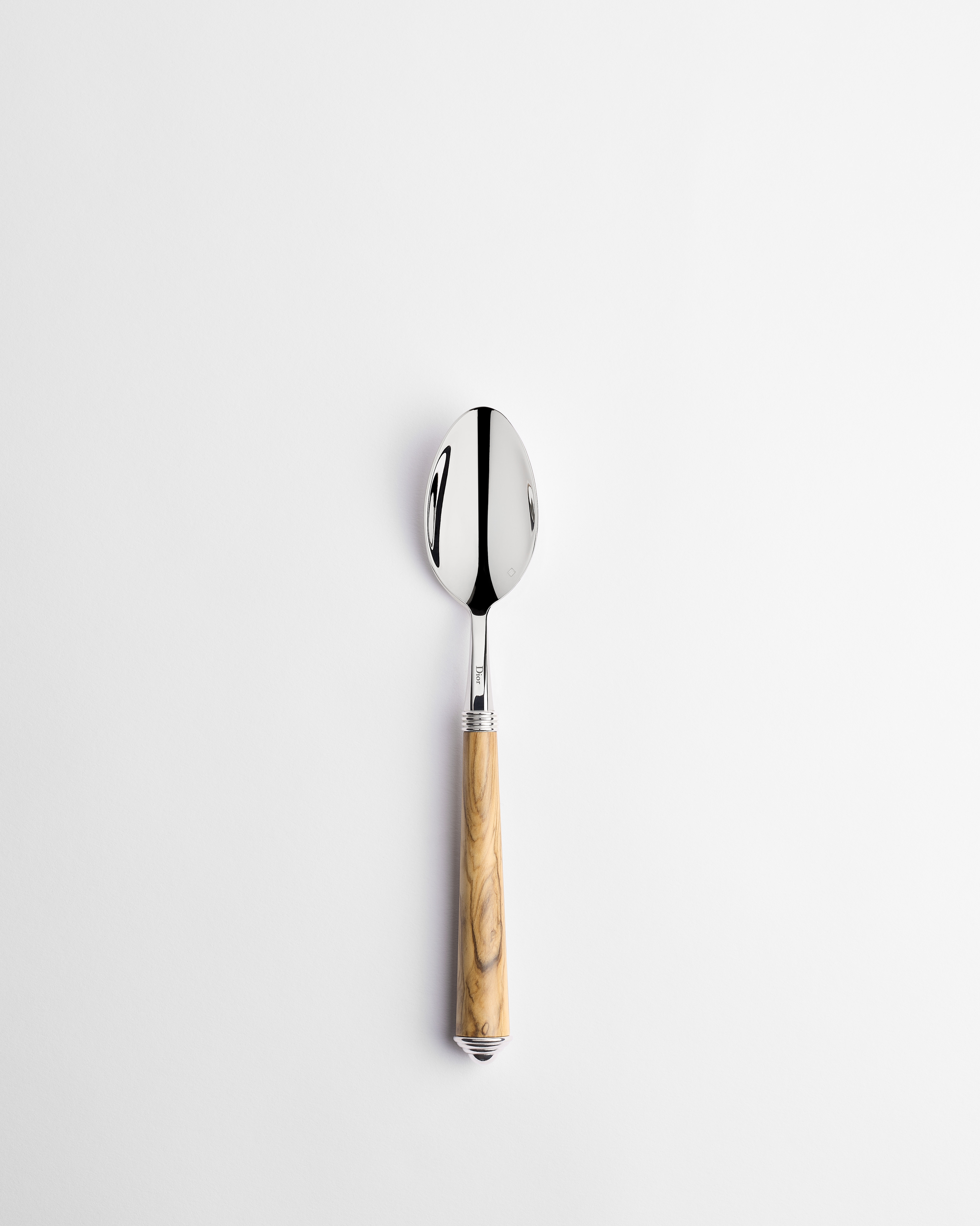 Dessert Spoon Silver-Plated Metal and Olive Wood | DIOR CZ