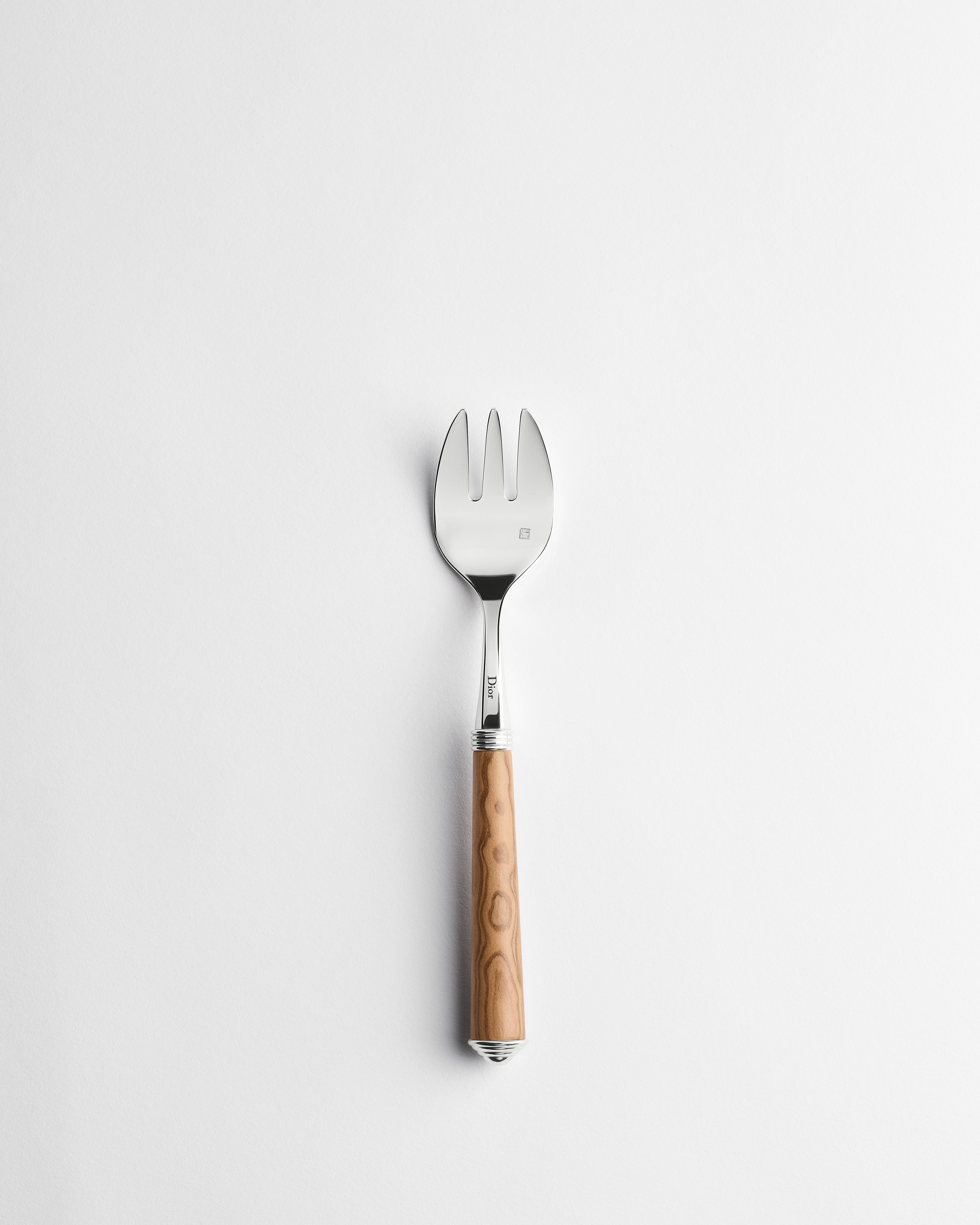 Oyster Fork Silver-Plated Metal and Olive Wood E01