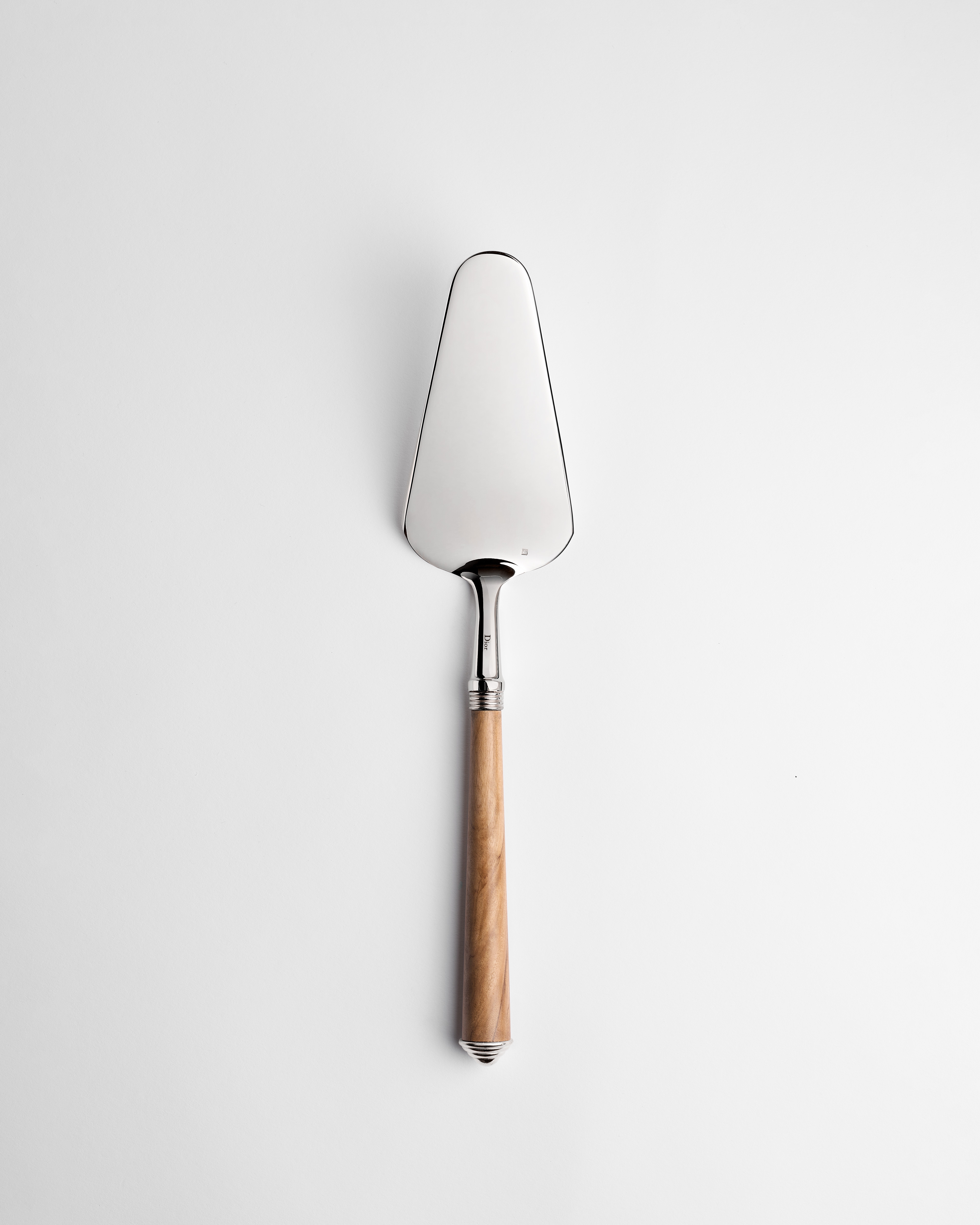 Pie Server Silver-Plated Metal and Olive Wood E01
