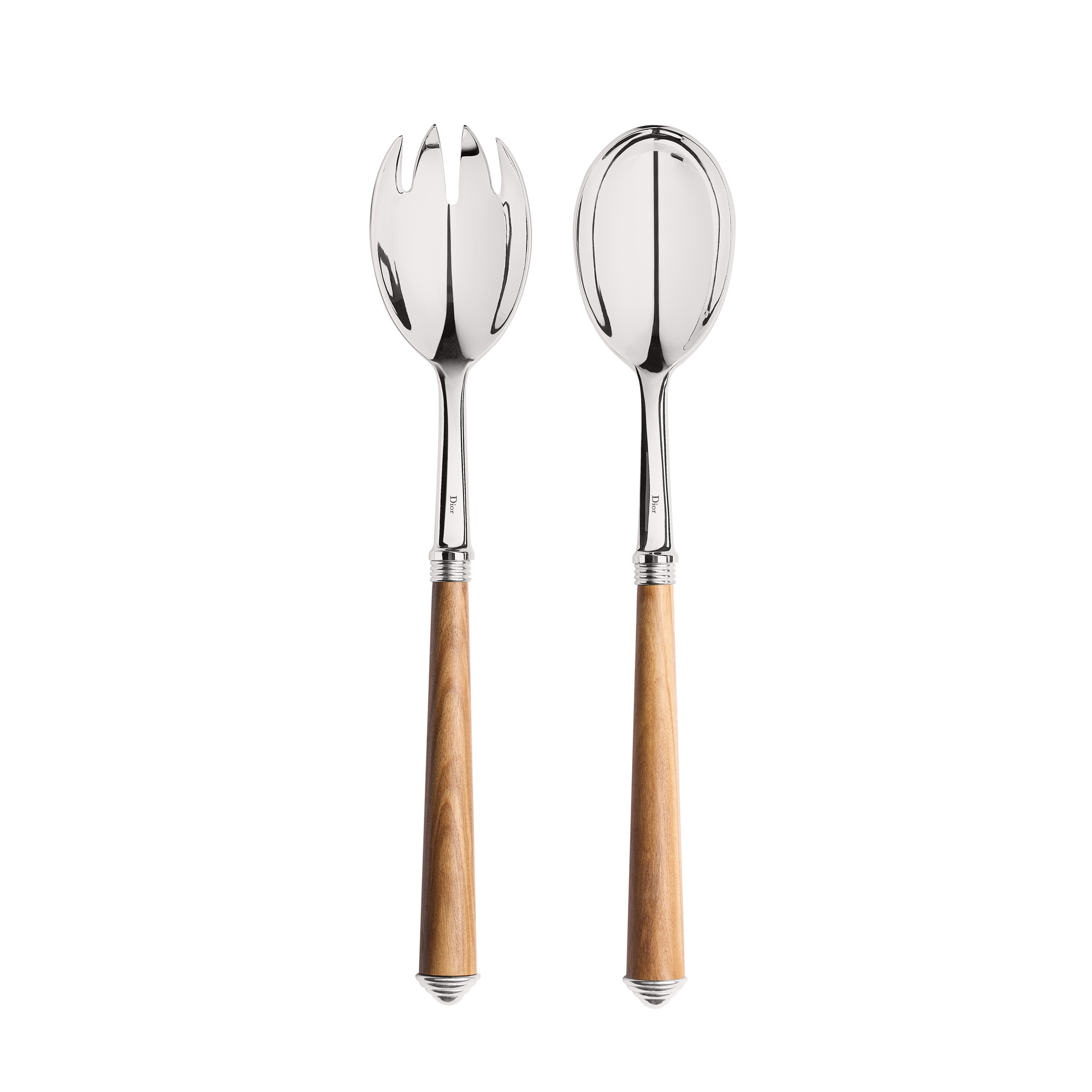 Salad Set Silver-Plated Metal and Olive Wood | DIOR US