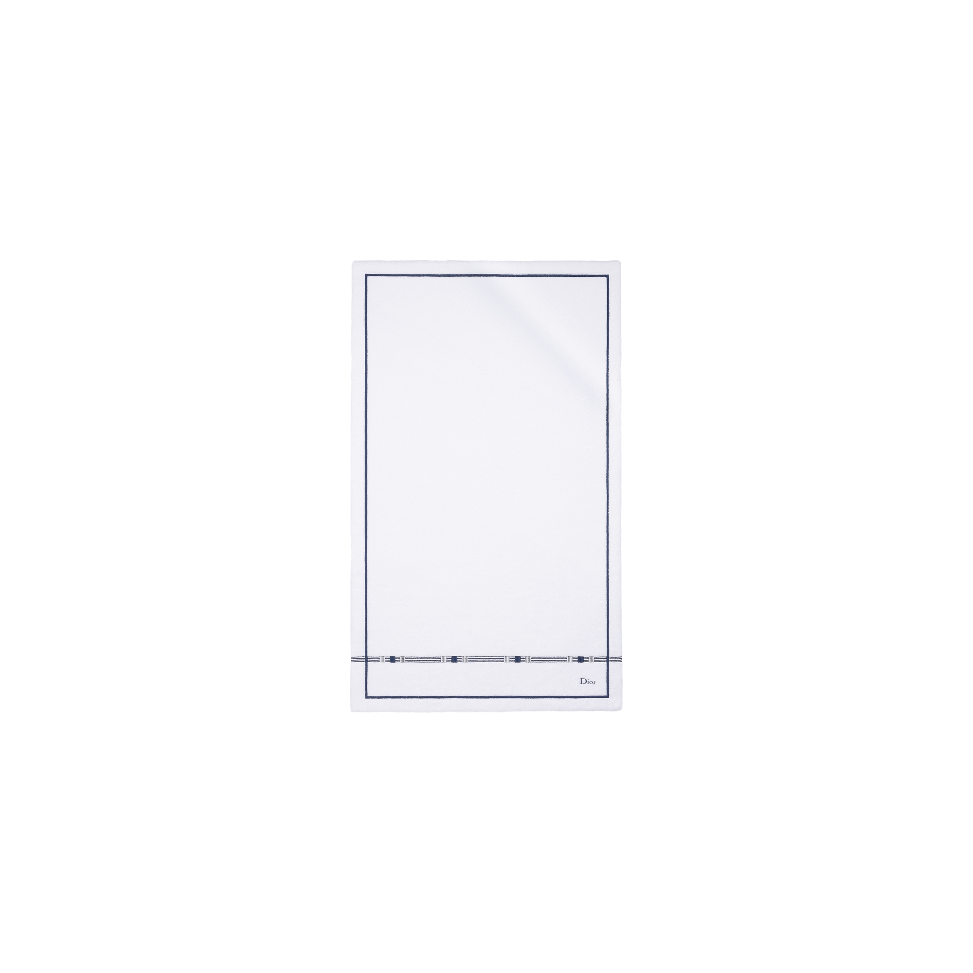 Bath Towel White Cotton Embroidered with Blue Godron Motif | DIOR