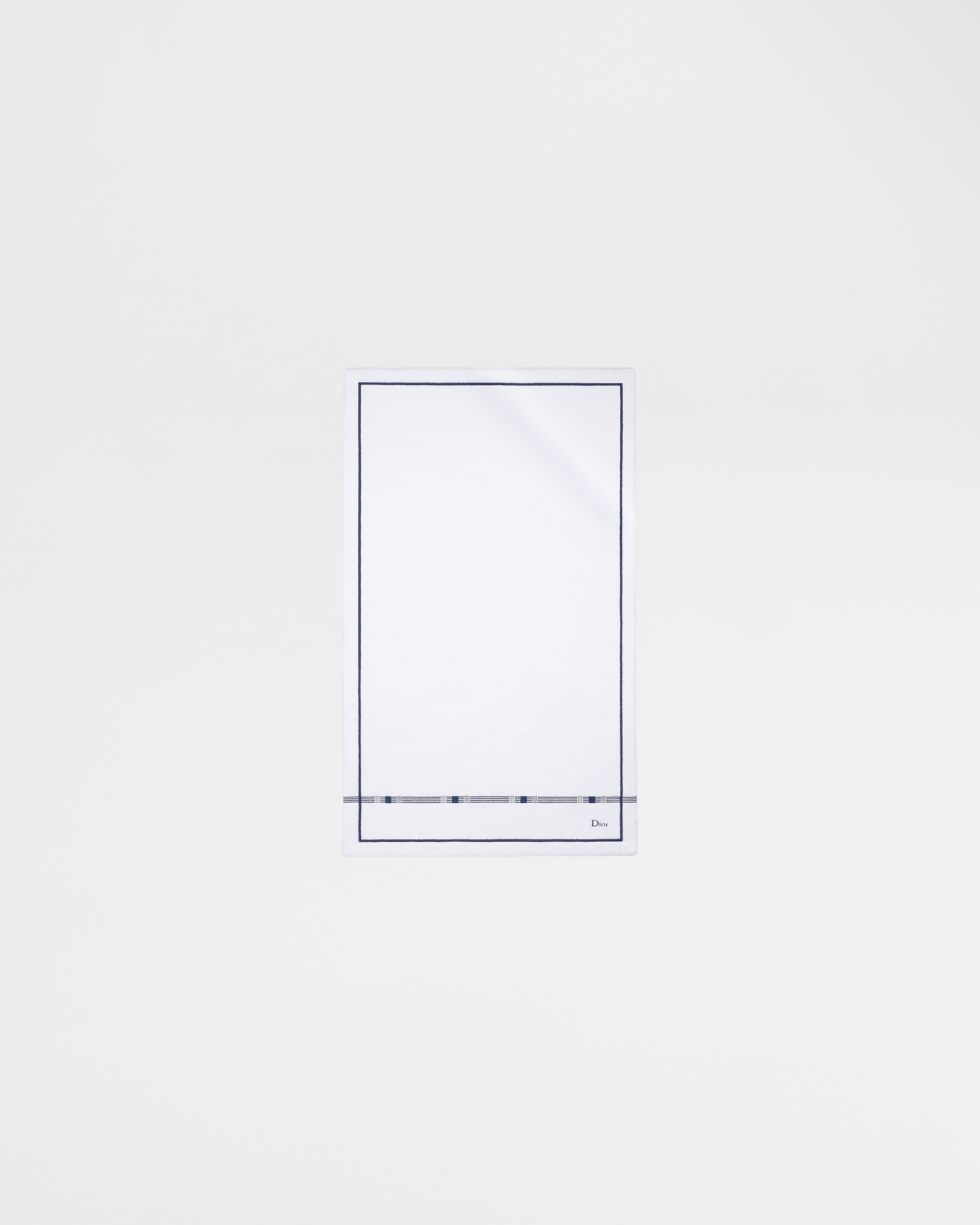 Serviette de toilette Coton blanc brodé du motif Godron bleu E01