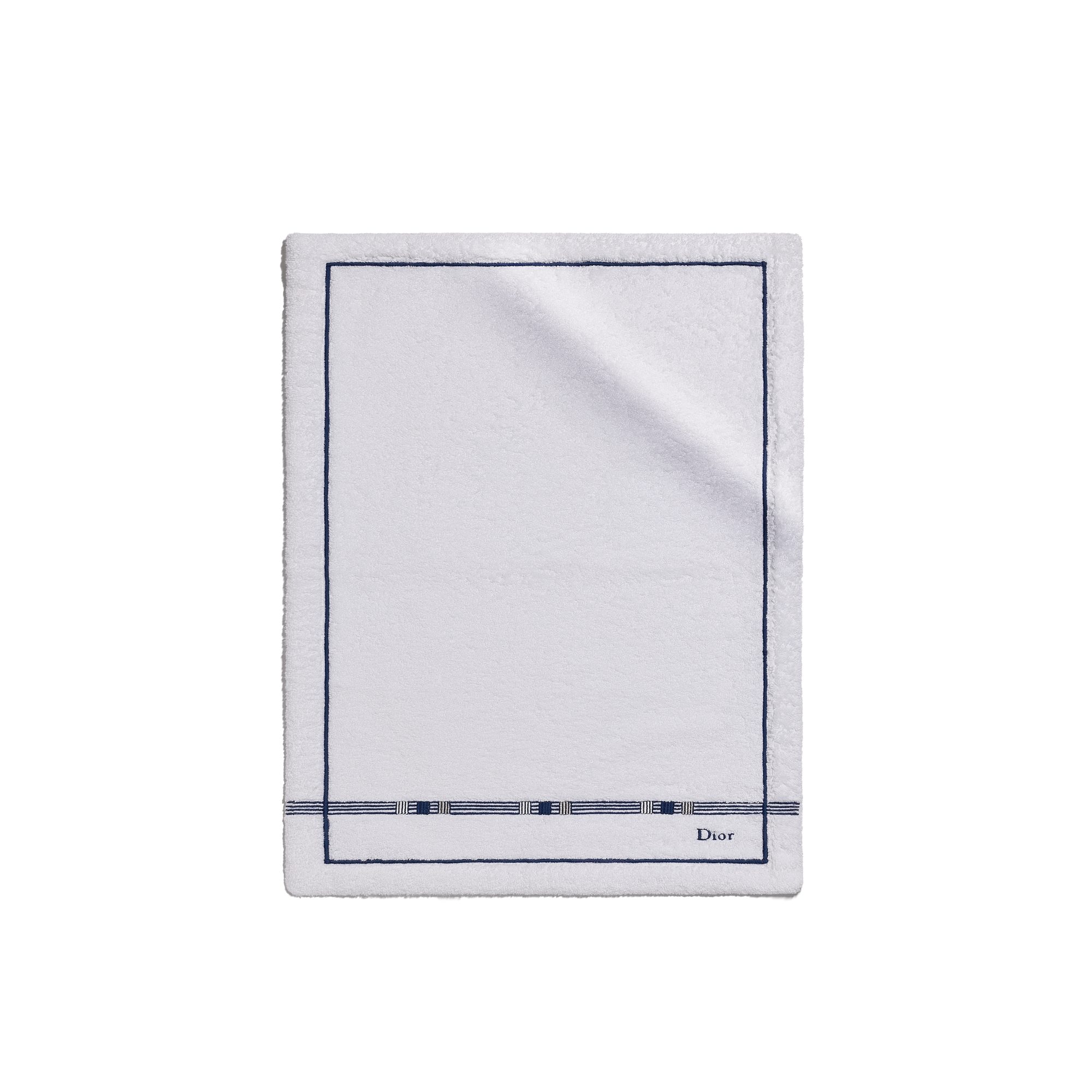 Hand Towel White Cotton Embroidered with Blue Godron Motif | DIOR US