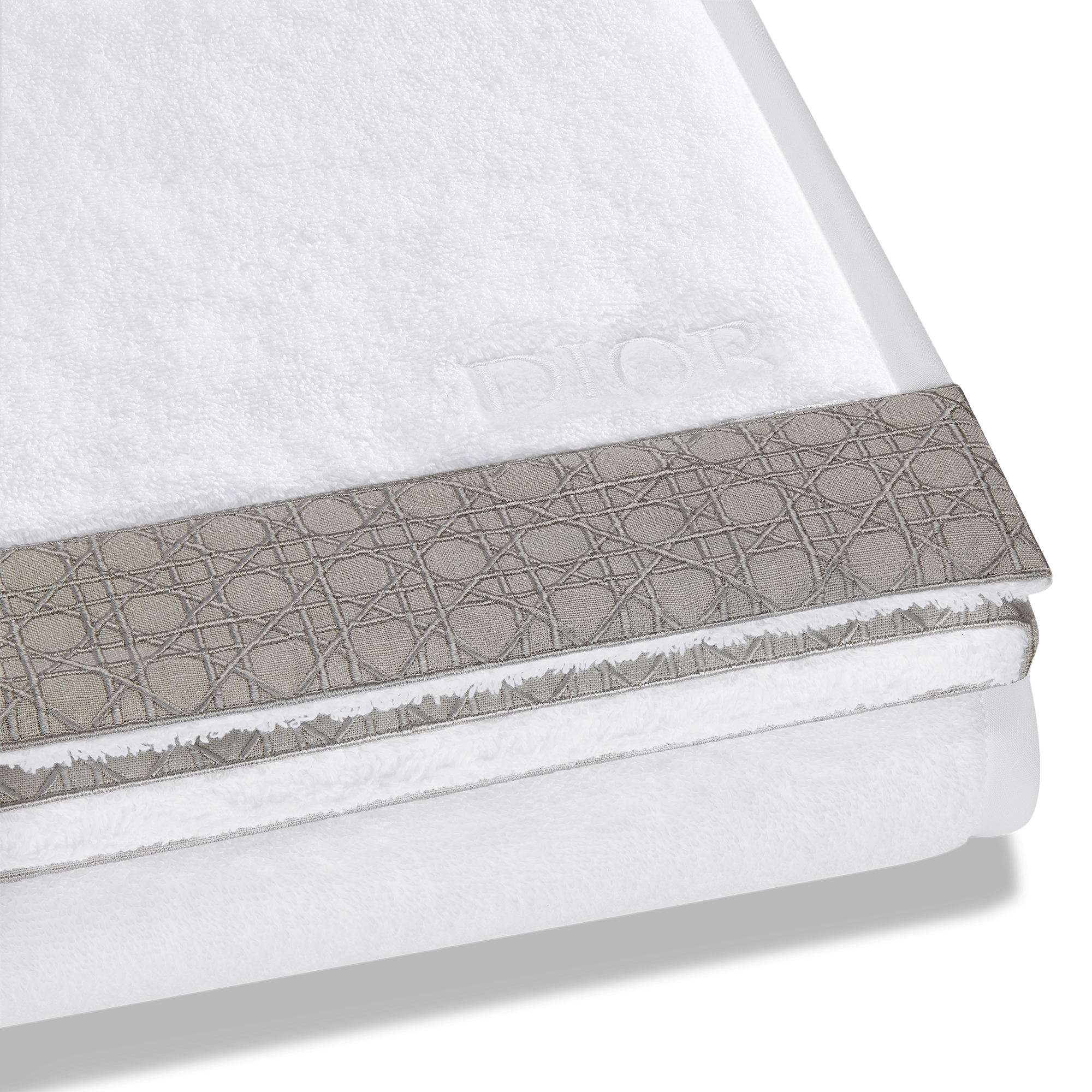 Badelaken Cannage in Weiß und Hellgrau E09