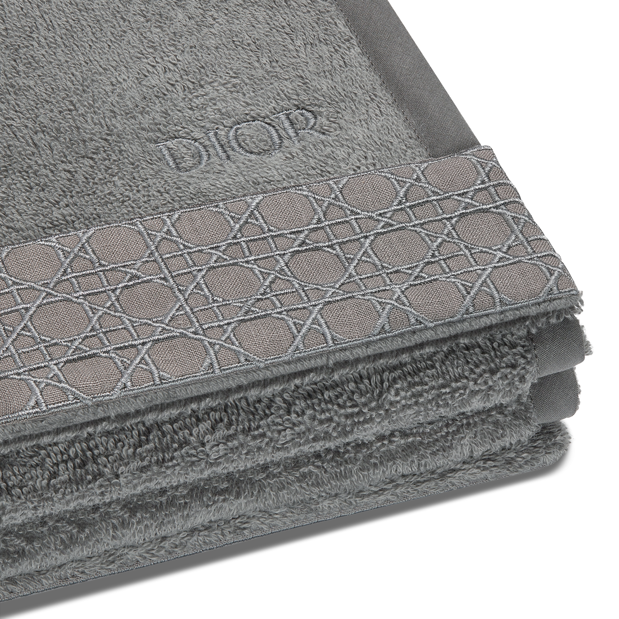 Hand Towel Anthracite Gray Woven Cannage Band E09