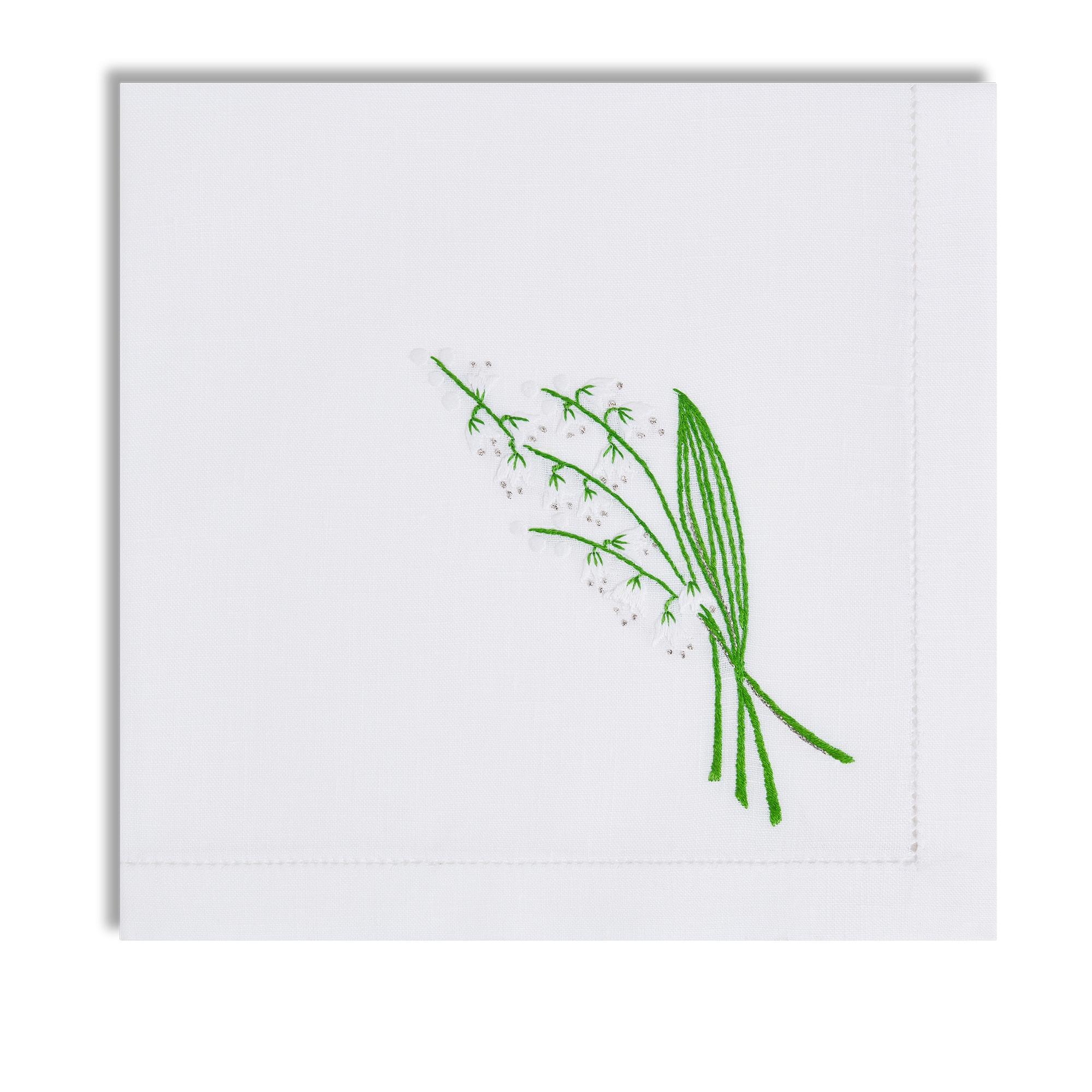 Tischset und Serviette im Set mit Stickerei Lily of the Valley in Weiß und Grün E10