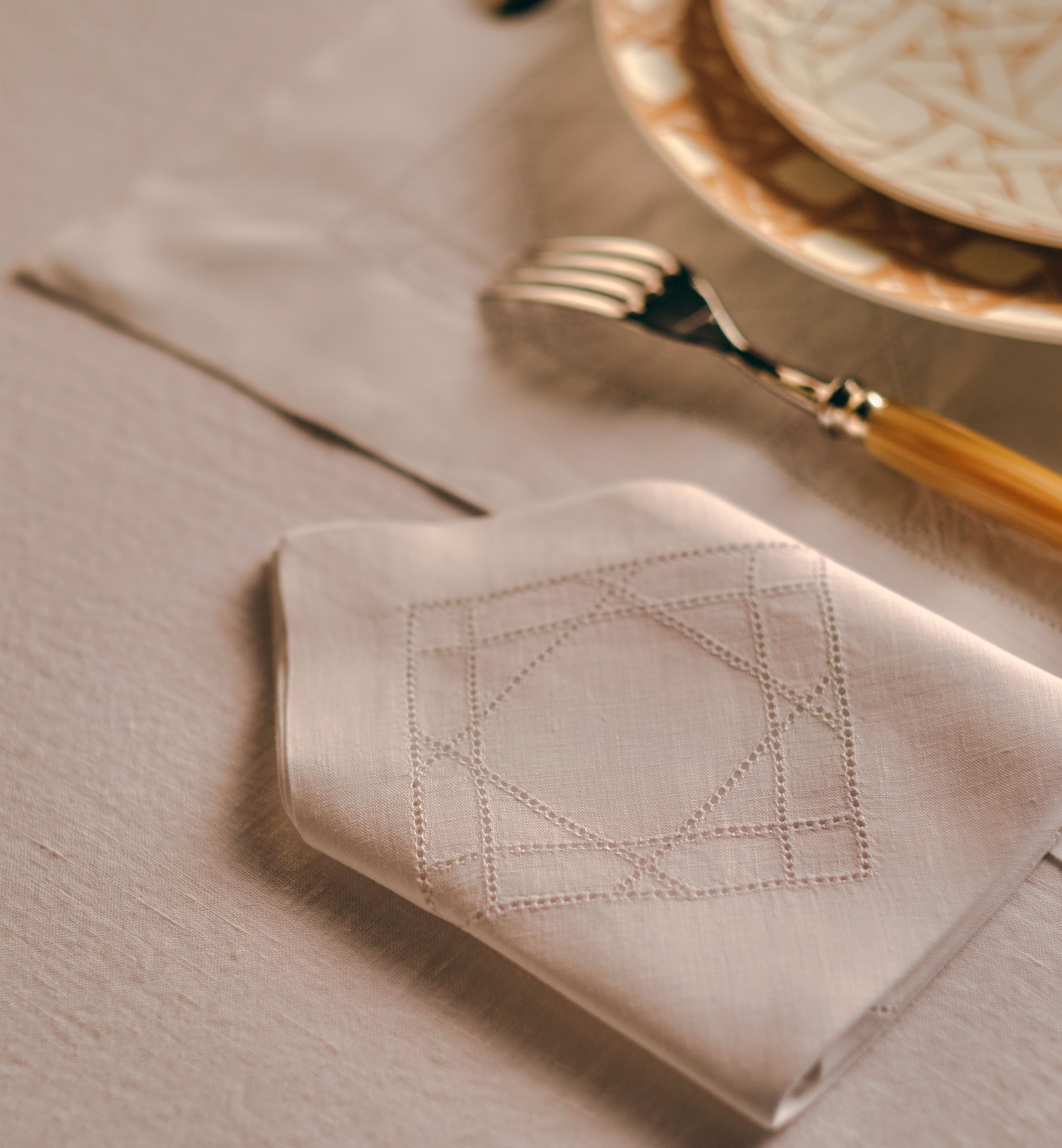 Set de table et serviette de table Cannage, blanc E11