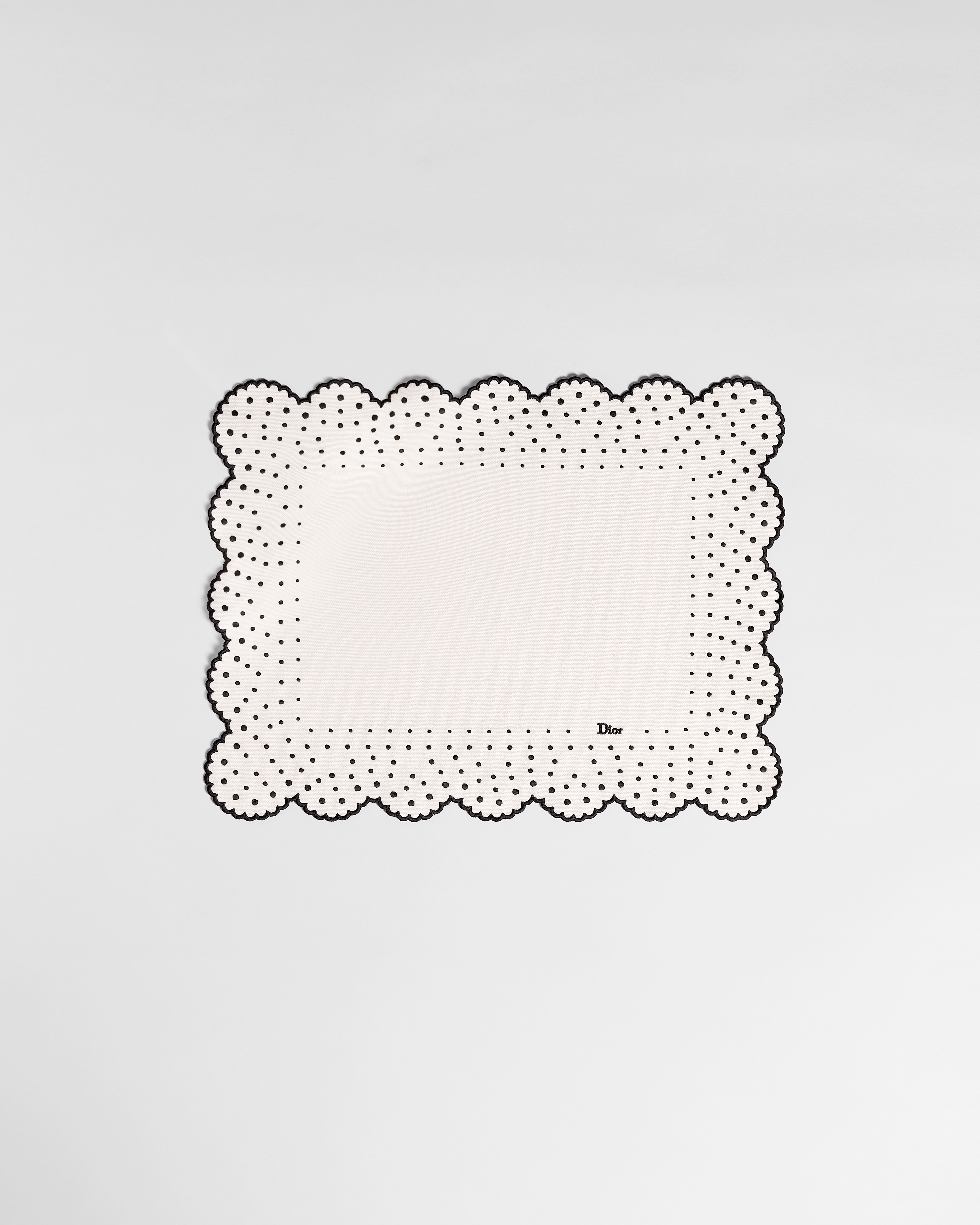 Placemat Ecru Cotton Embroidered with Black PolkaDior Motif E01