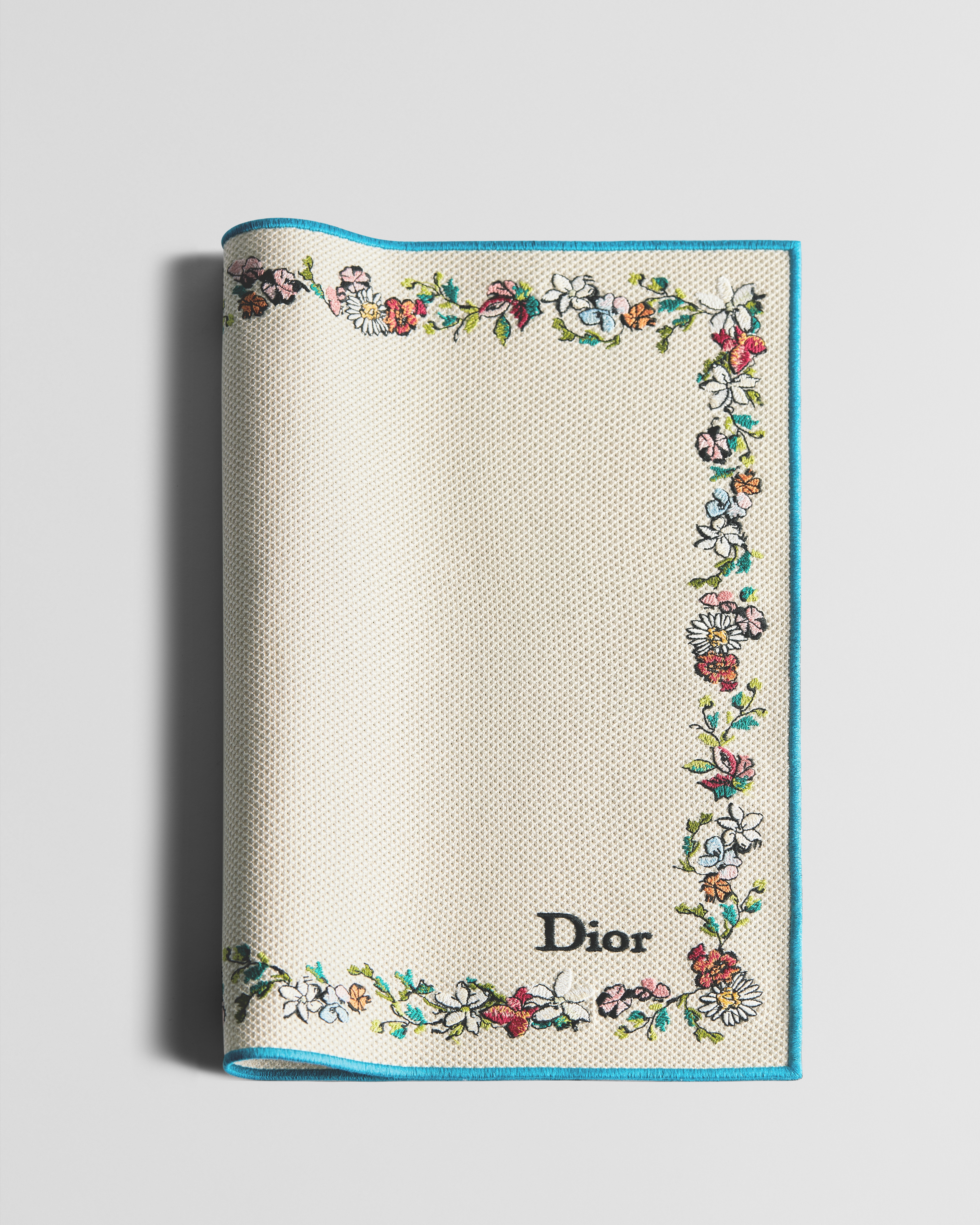Placemat Ecru Cotton Blend Embroidered with Multicolor Dior Arabesque Motif E06