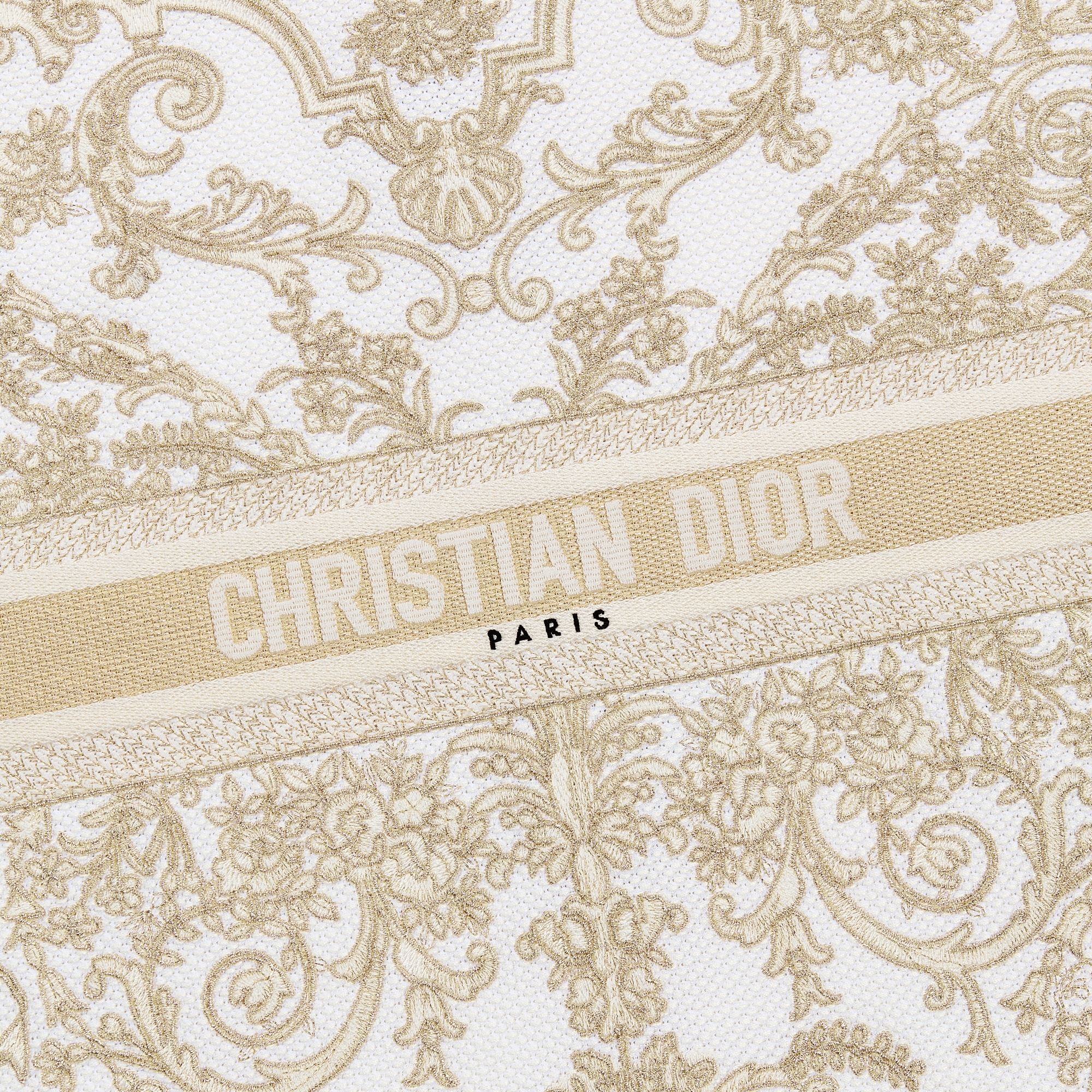 Placemat White Cotton Embroidered with Gold-Tone Dioresque Butterfly Motif E09