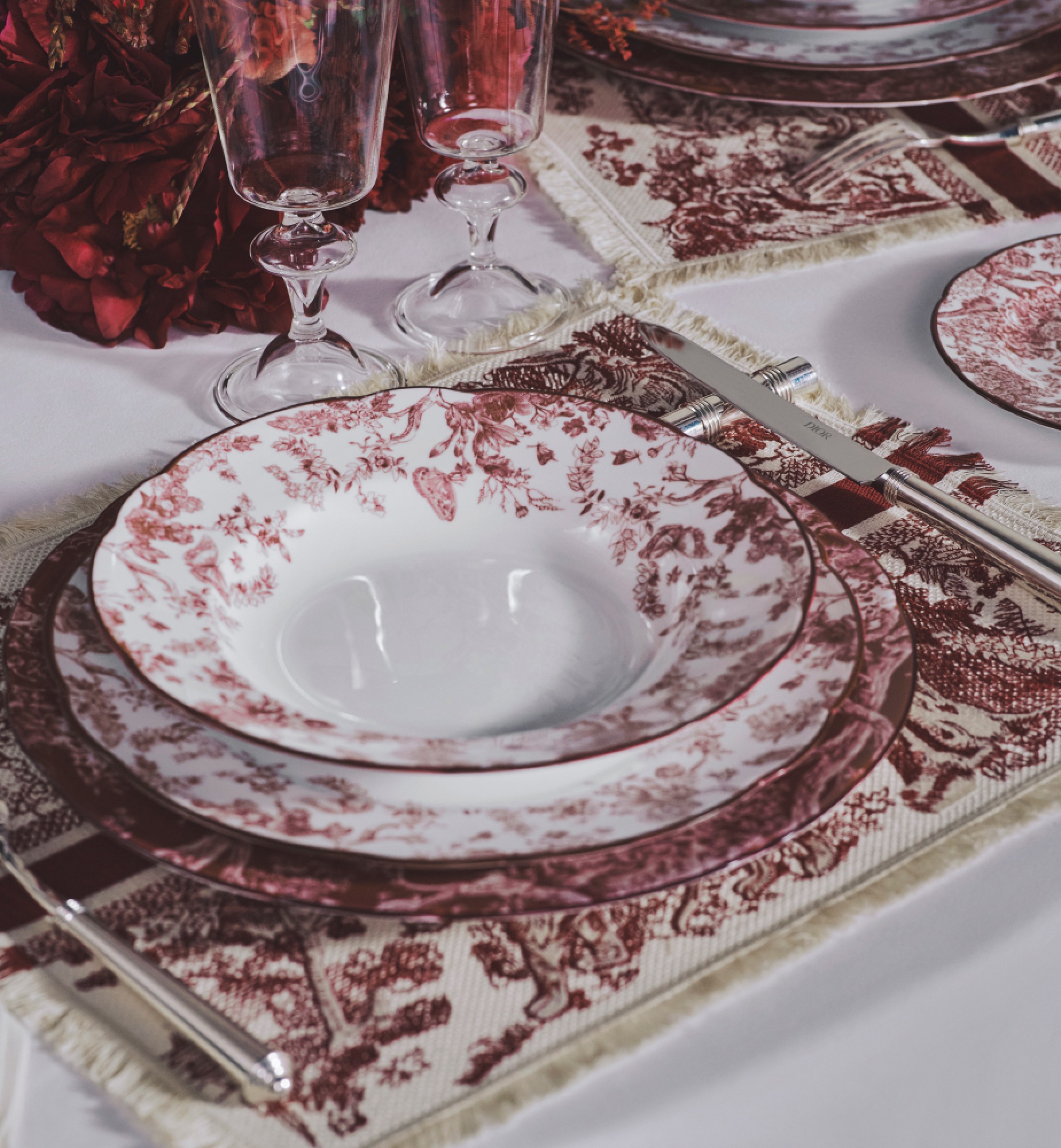 Placemat Burgundy Toile de Jouy E13