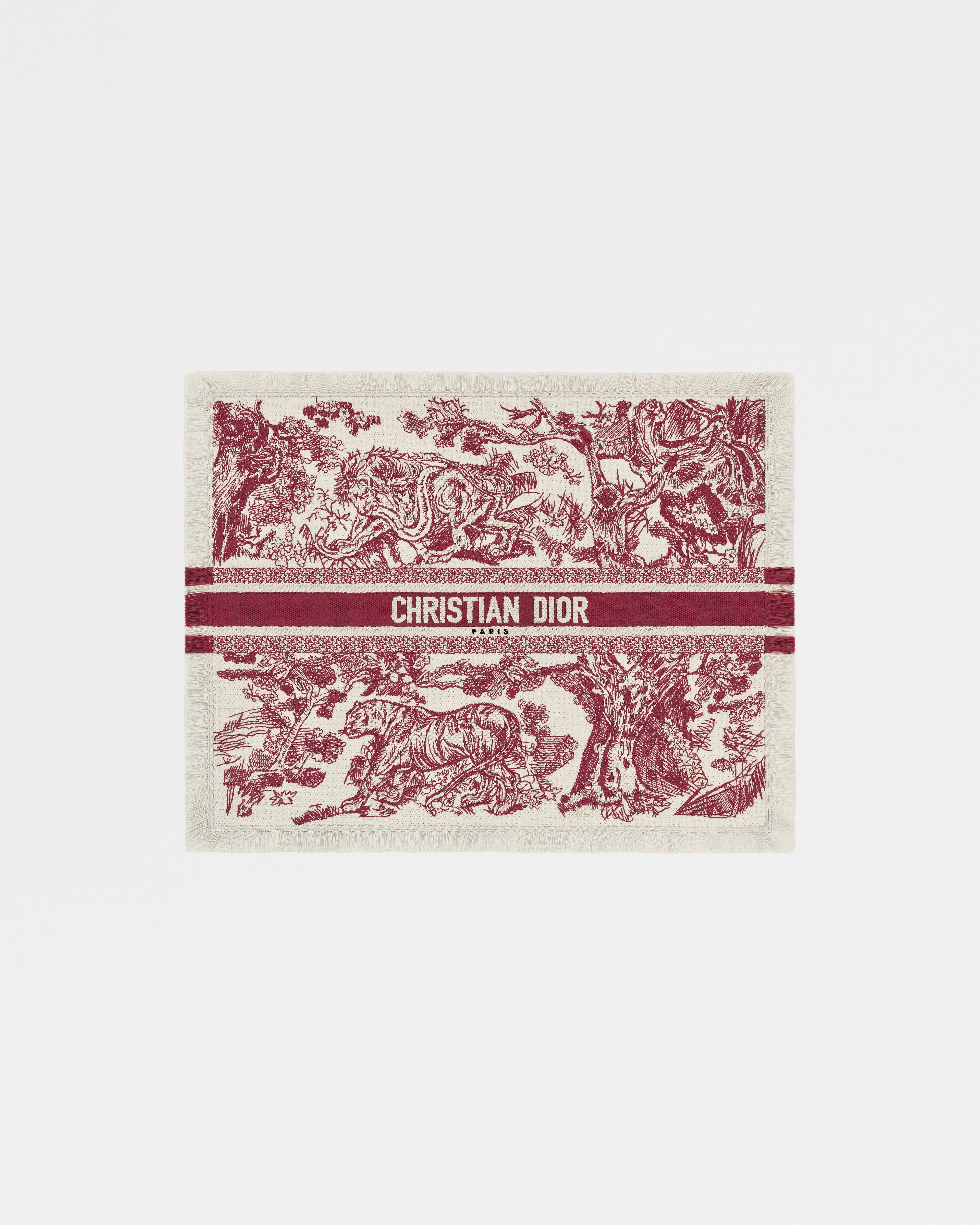 ผ้ารองจาน ลาย Toile de Jouy สีเบอร์กันดี E01
