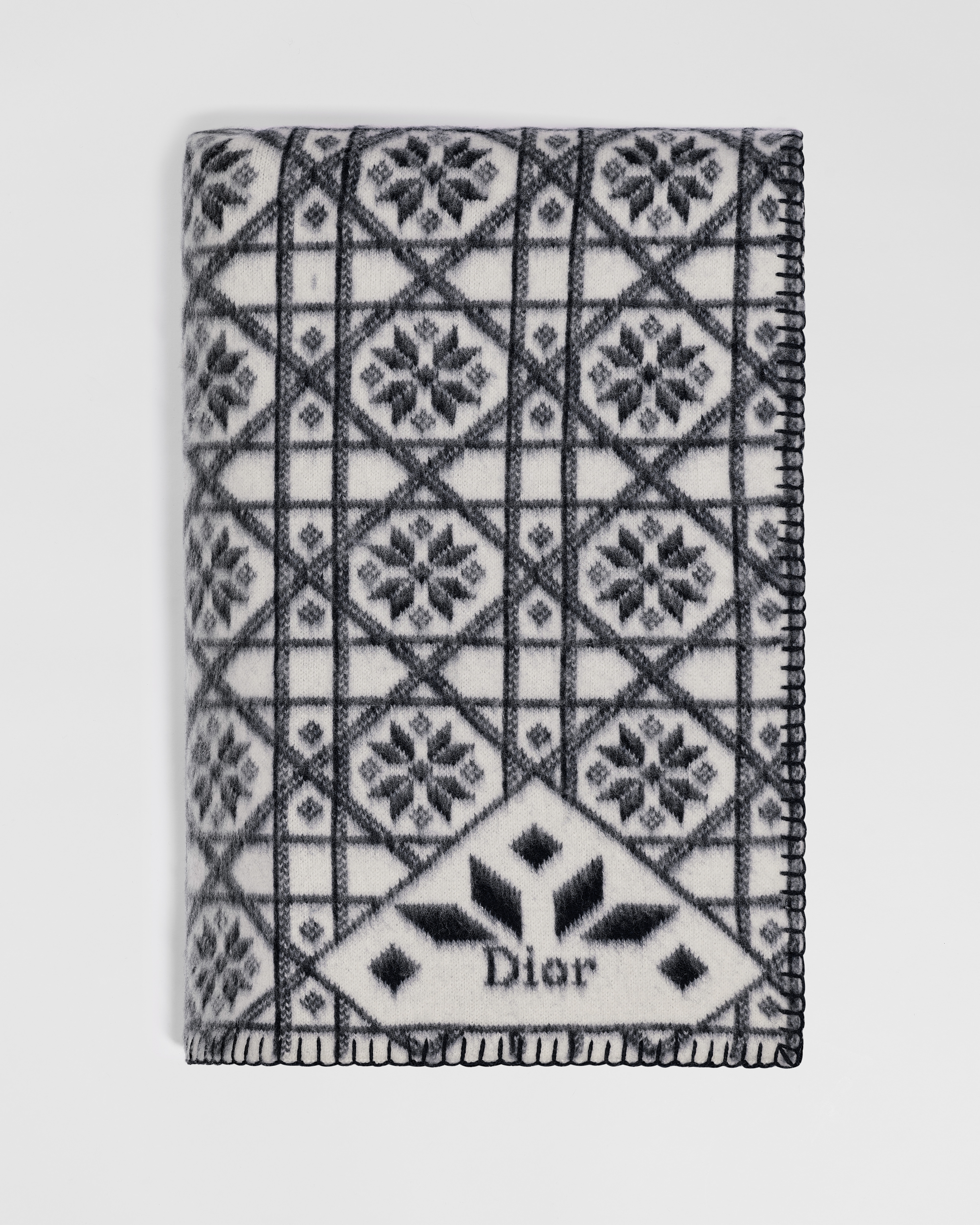 Plaid DiorAlps Jacquard de laine et cachemire à motif Dior Snowflake ...