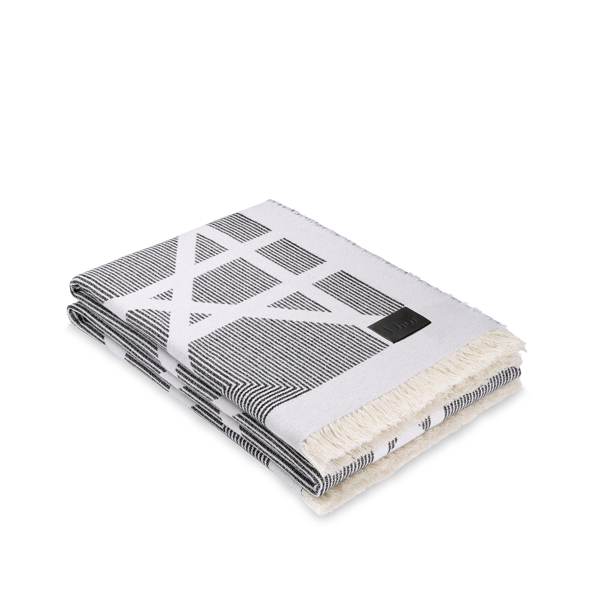 Blanket Black and White Cannage Optique Wool, Cashmere and Silk Jacquard E03