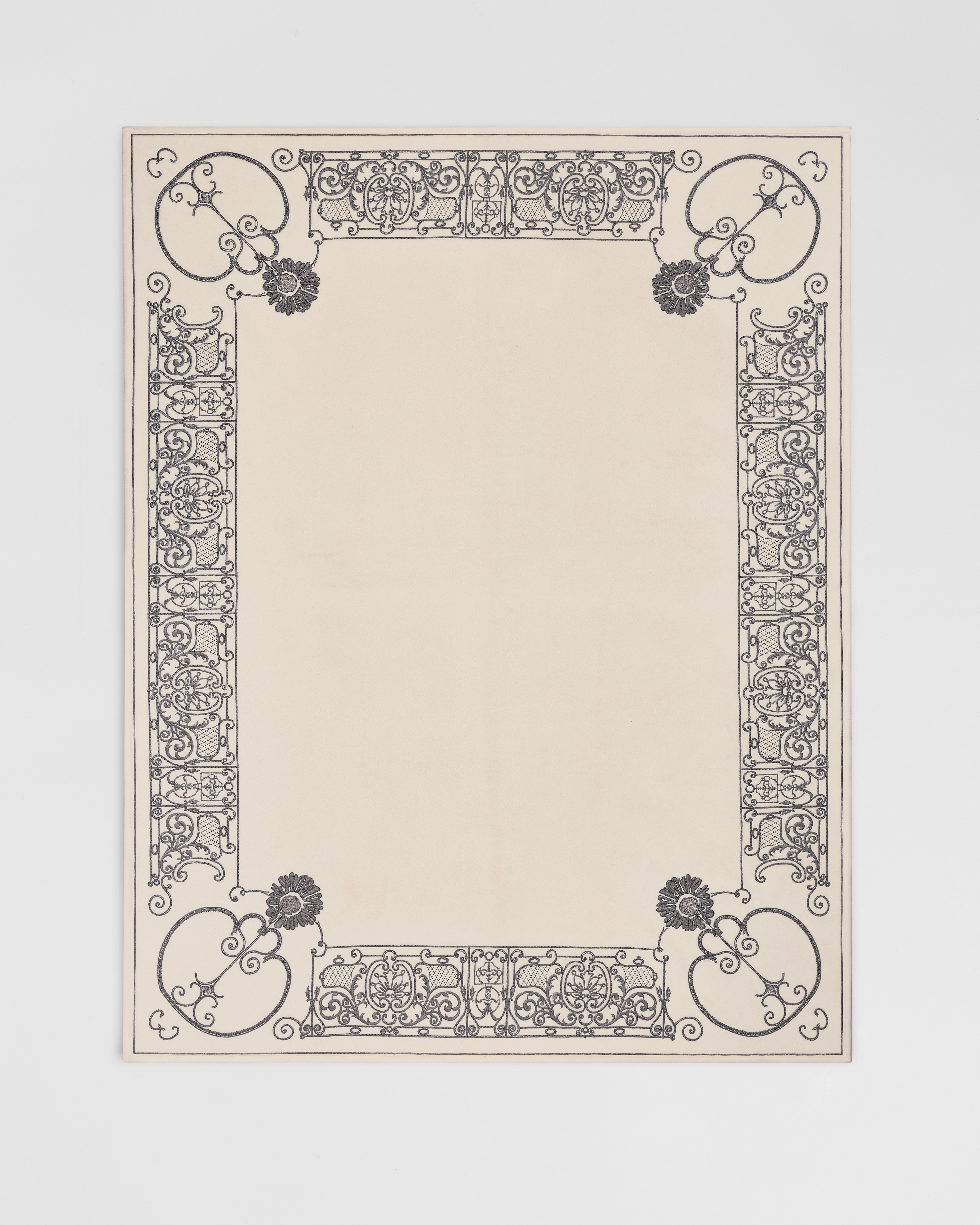 Blanket White Cashmere with Gray Balustrade Motif E01