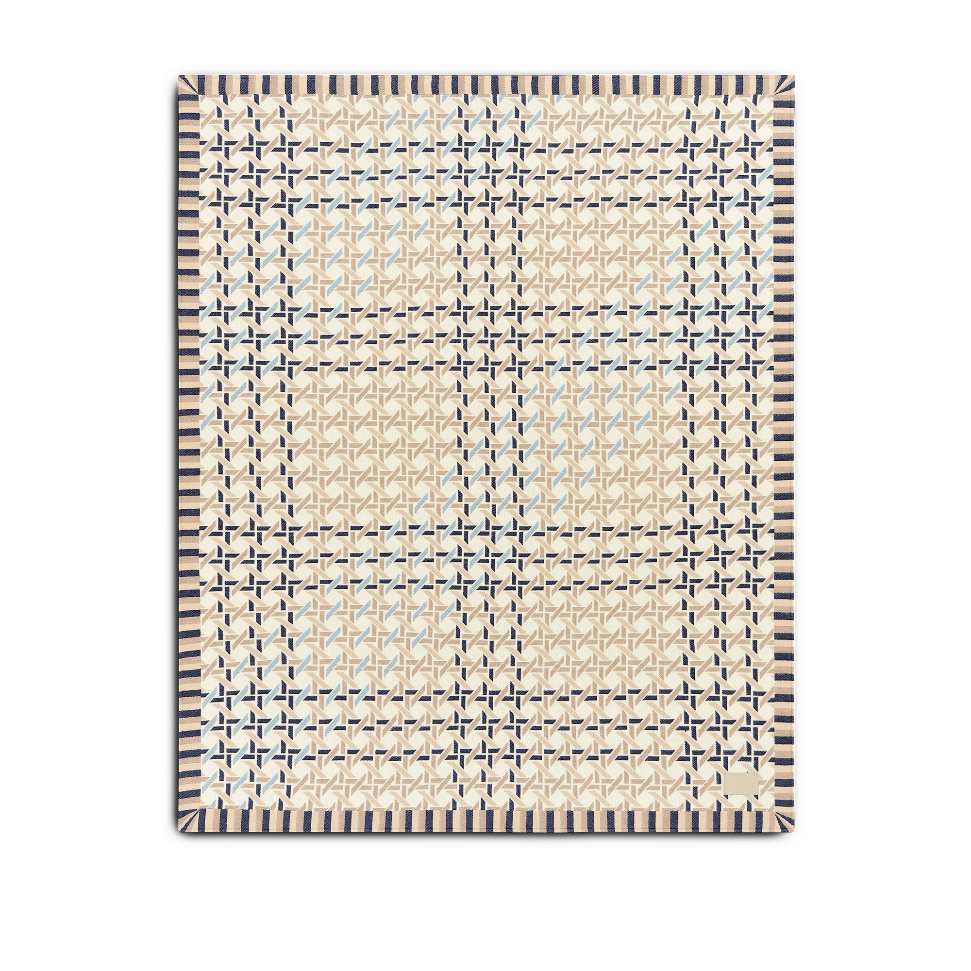 Decke Woll- und Kaschmirjacquard mit Cannage Tartan-Muster in Blau E01