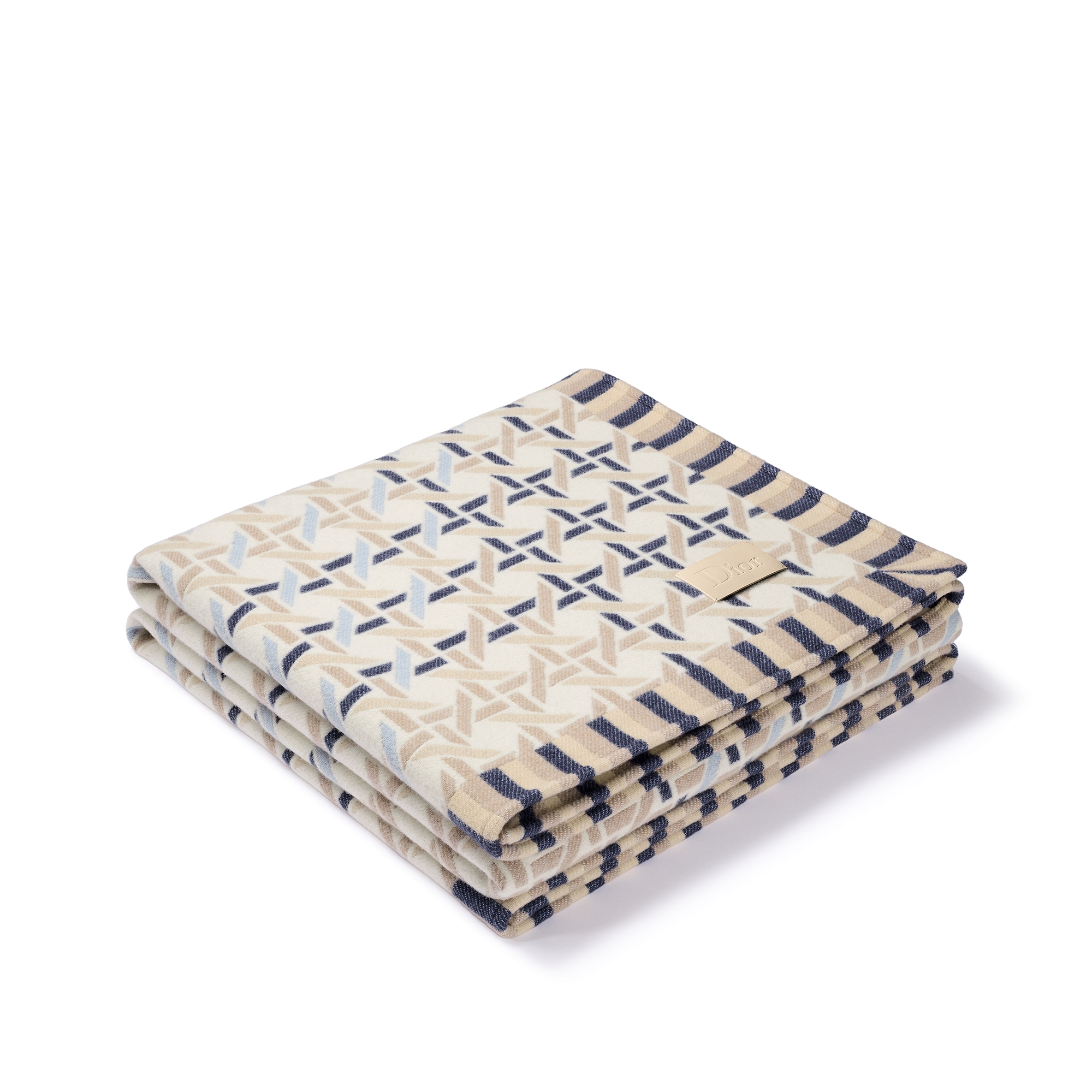 Blanket Blue Cannage Tartan Wool and Cashmere Jacquard E03