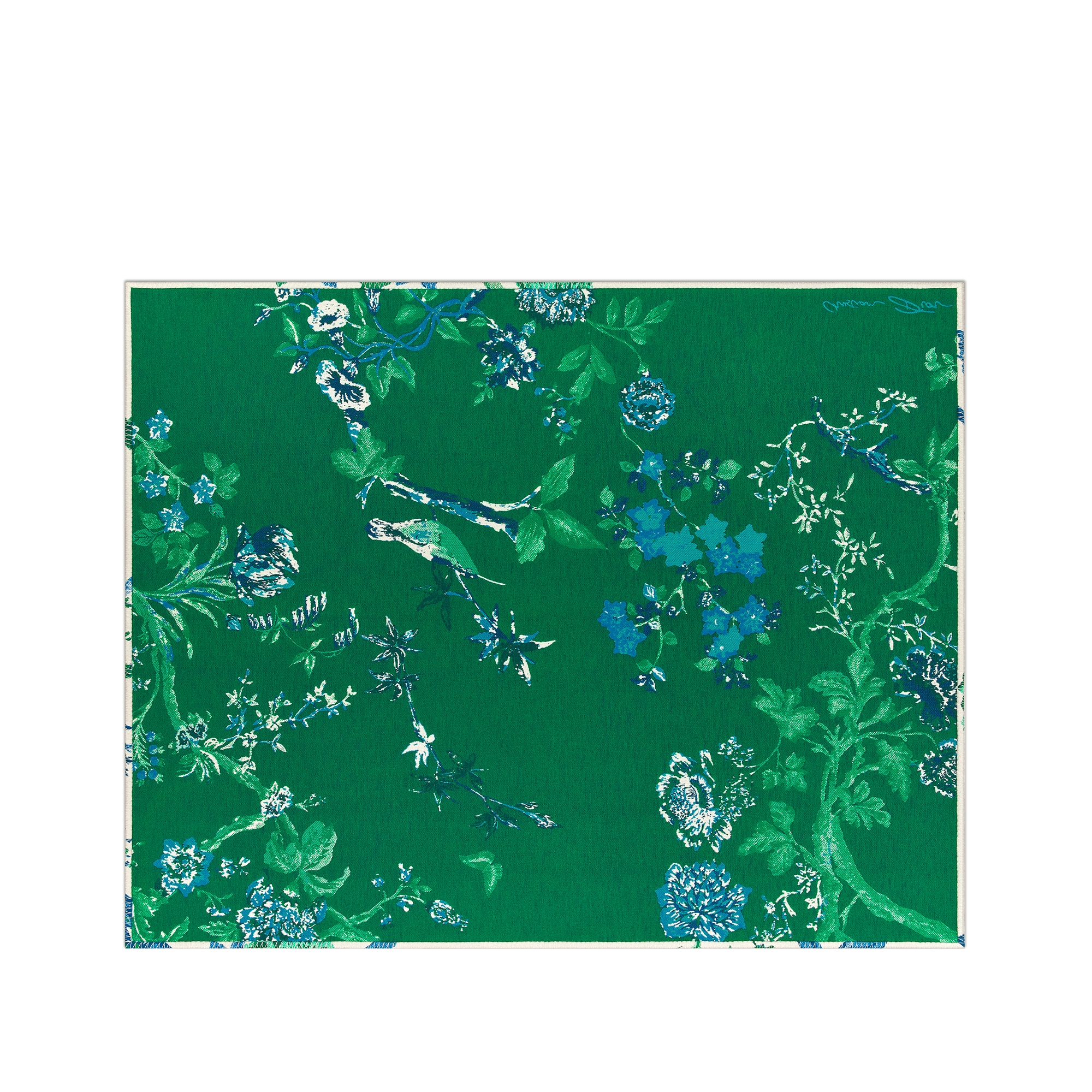 Plaid Jacquard van witte wol en kasjmier met bladmotief E08