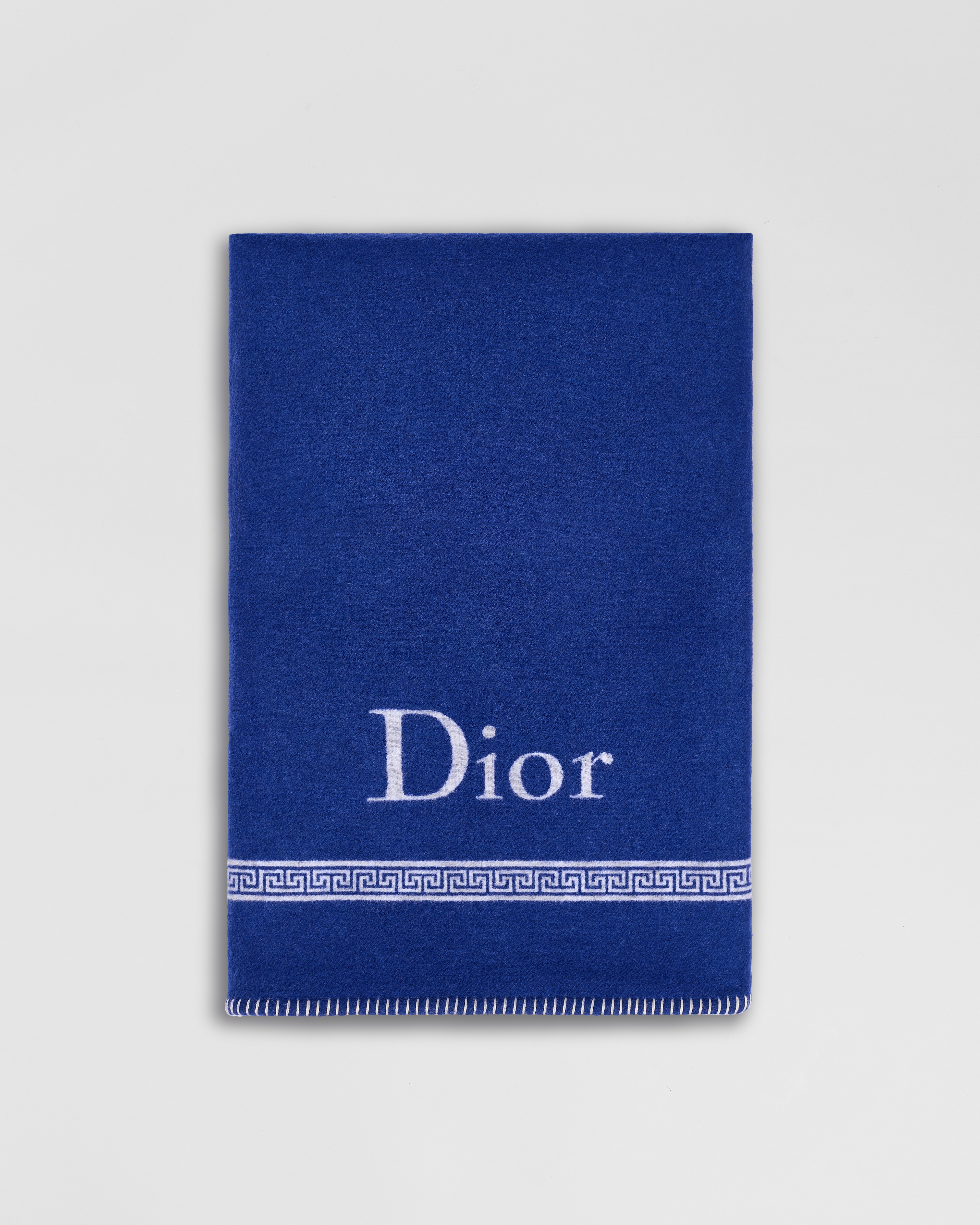 Plaid Blauwe wol en kasjmier met wit Book Cover-motief E01