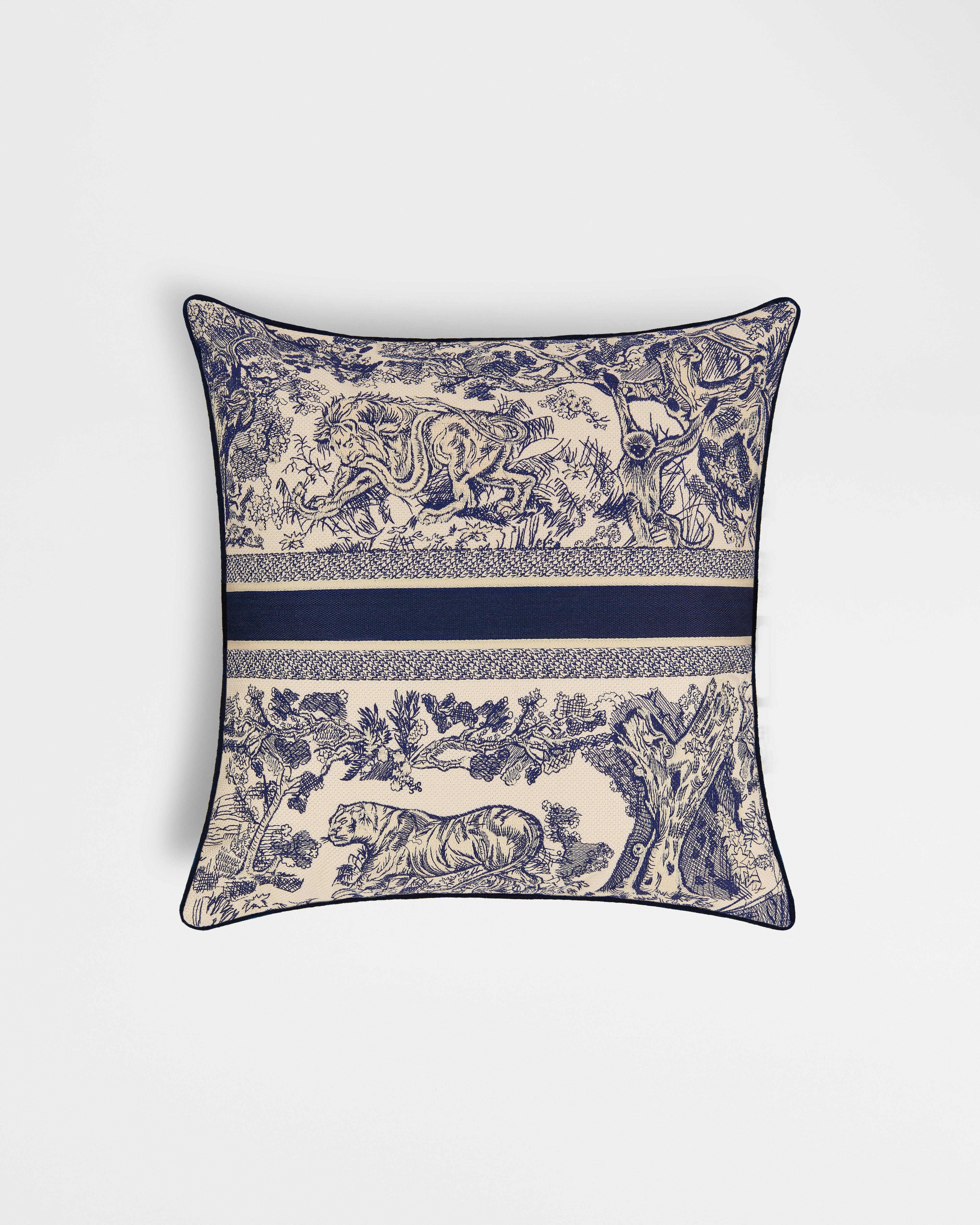Square Pillow Blue Toile de Jouy E08
