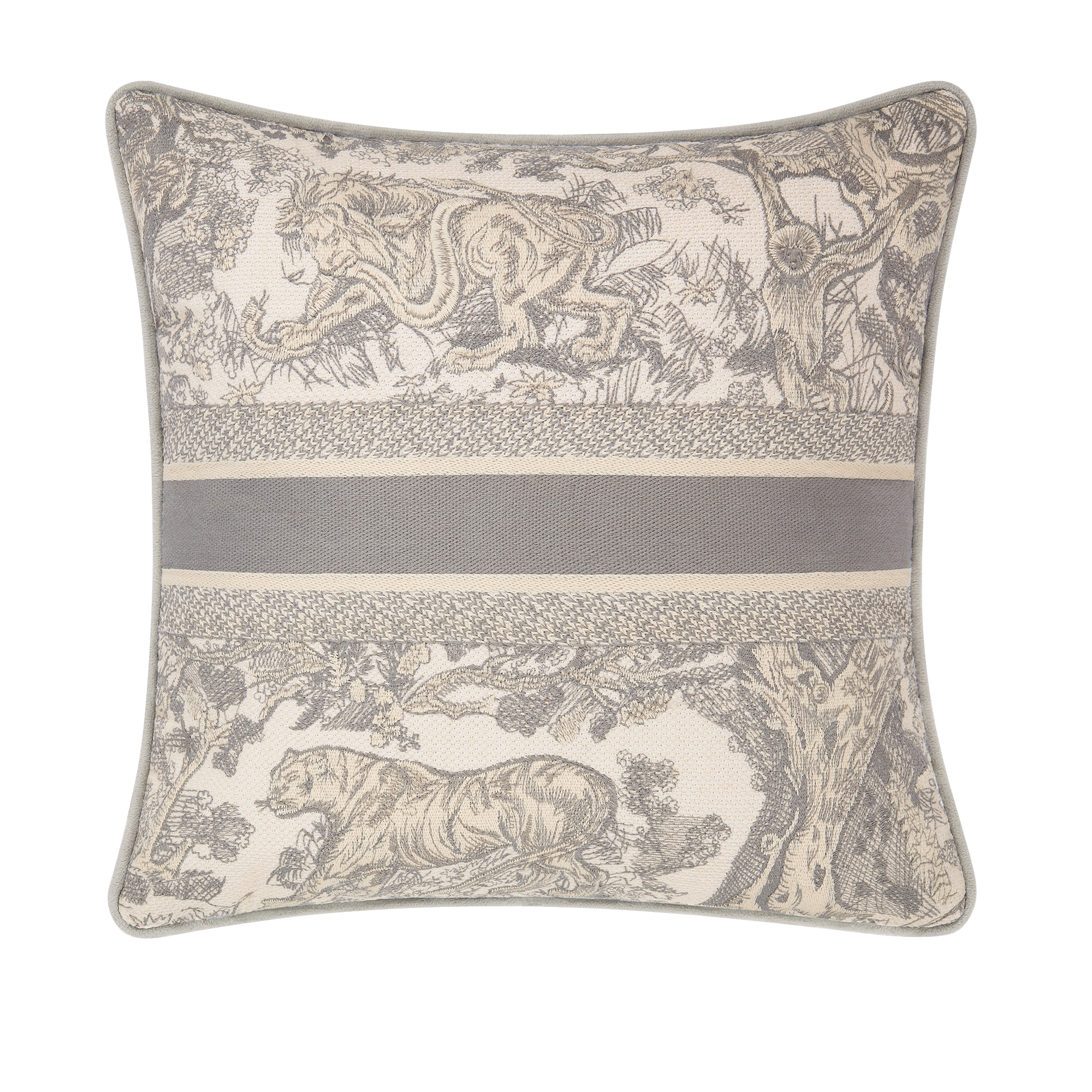 Square Pillow Gray Toile de Jouy E08