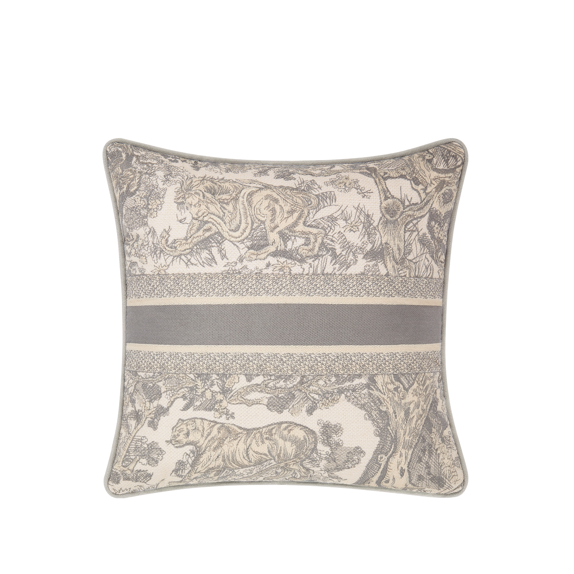 스몰 스퀘어 쿠션 Toile de Jouy, 그레이 E08