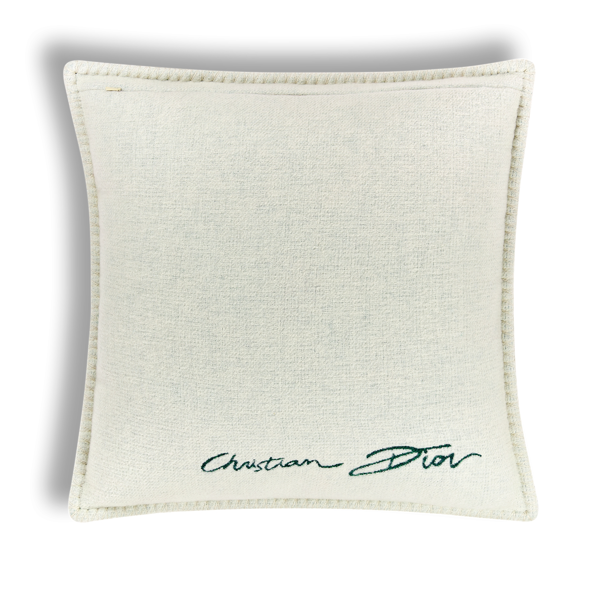 Coussin carré Jacquard de laine et cachemire blancs à motif feuilles E08