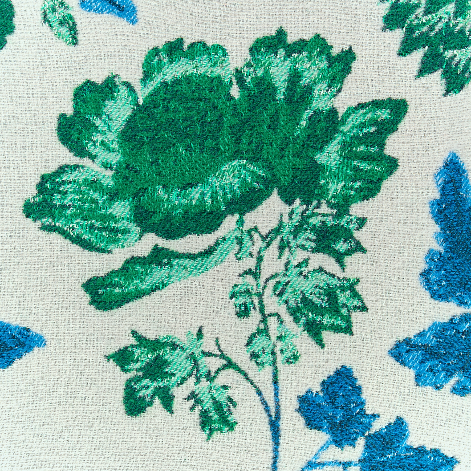 Coussin carré Jacquard de laine et cachemire blancs à motif feuilles E09