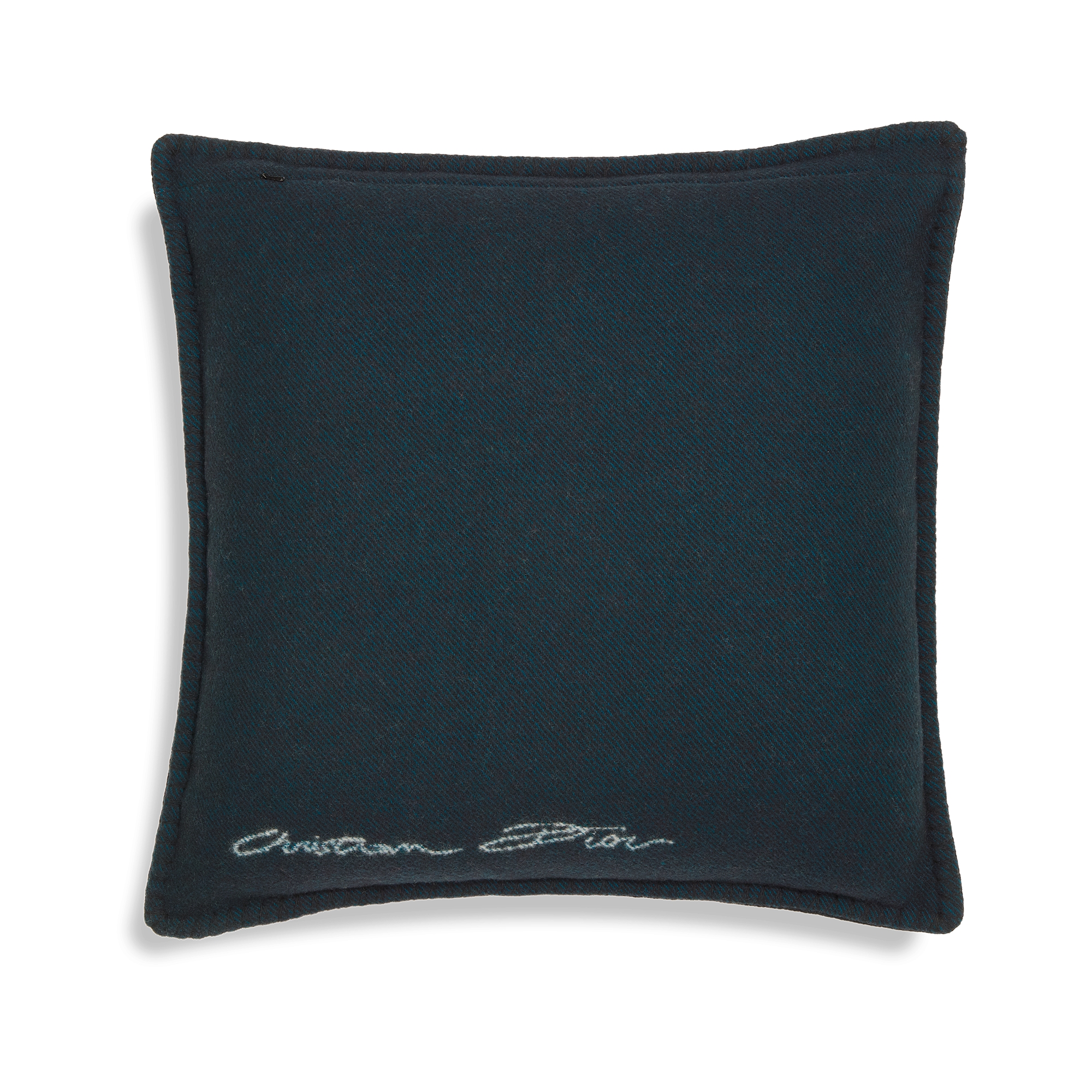 Square Pillow Blue Wool and Cashmere Jacquard with Bird and Flower Motif E08