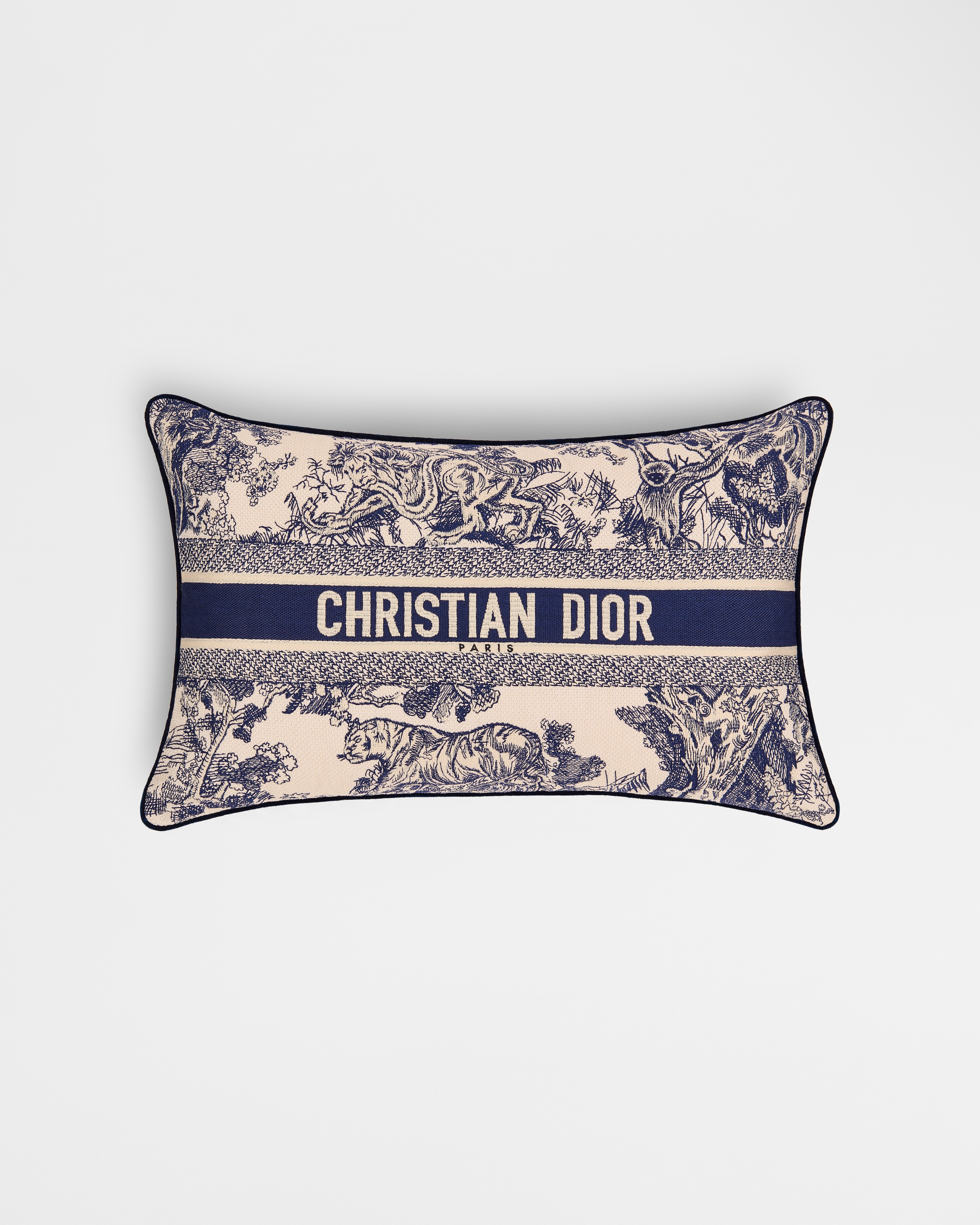 Rectangular Pillow Toile de Jouy, Blue E01