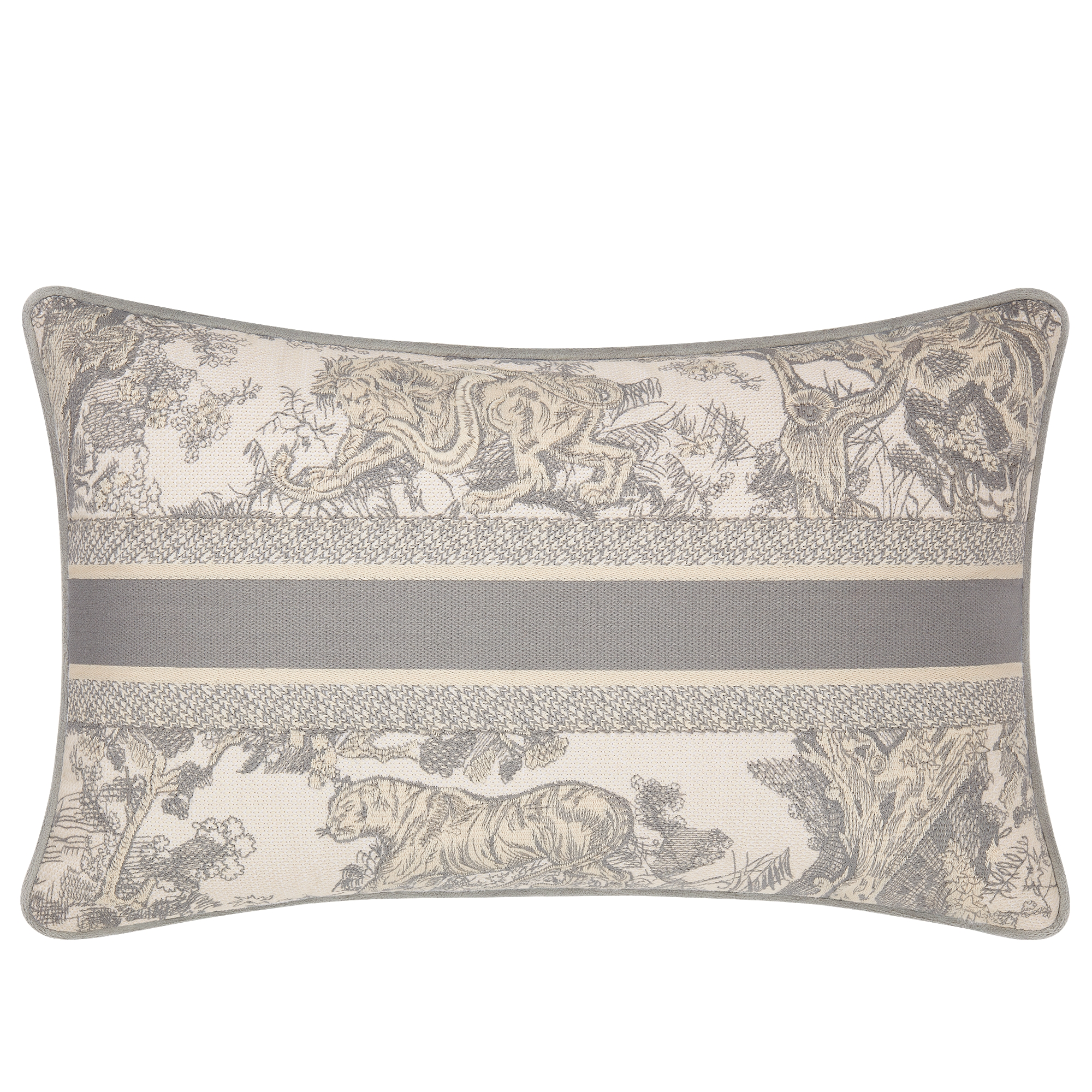 Rechteckiges Kissen Toile de Jouy in Grau E08