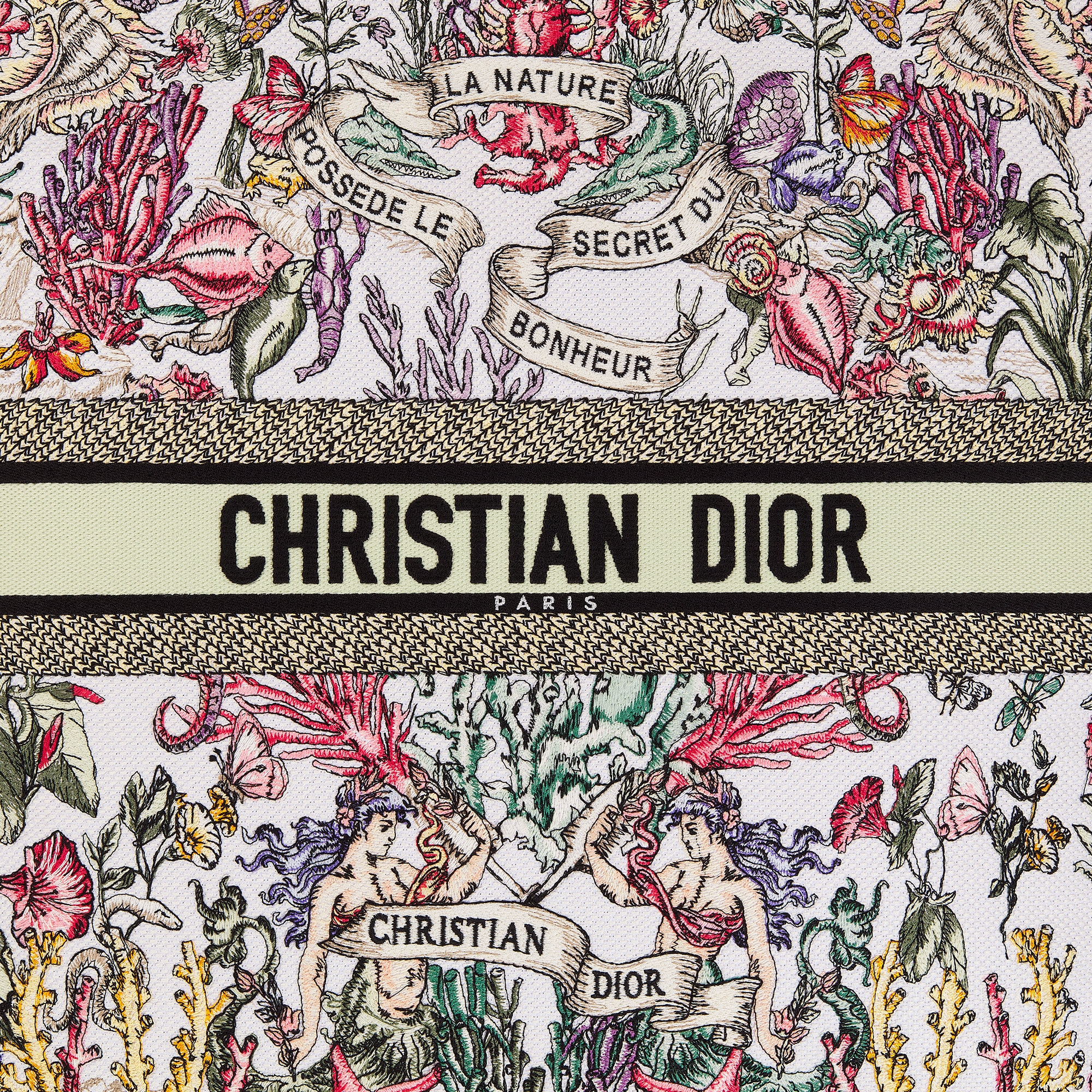 Square Pillow Cotton Embroidered with Multicolor Dior Cabinet de la Mer Motif E09