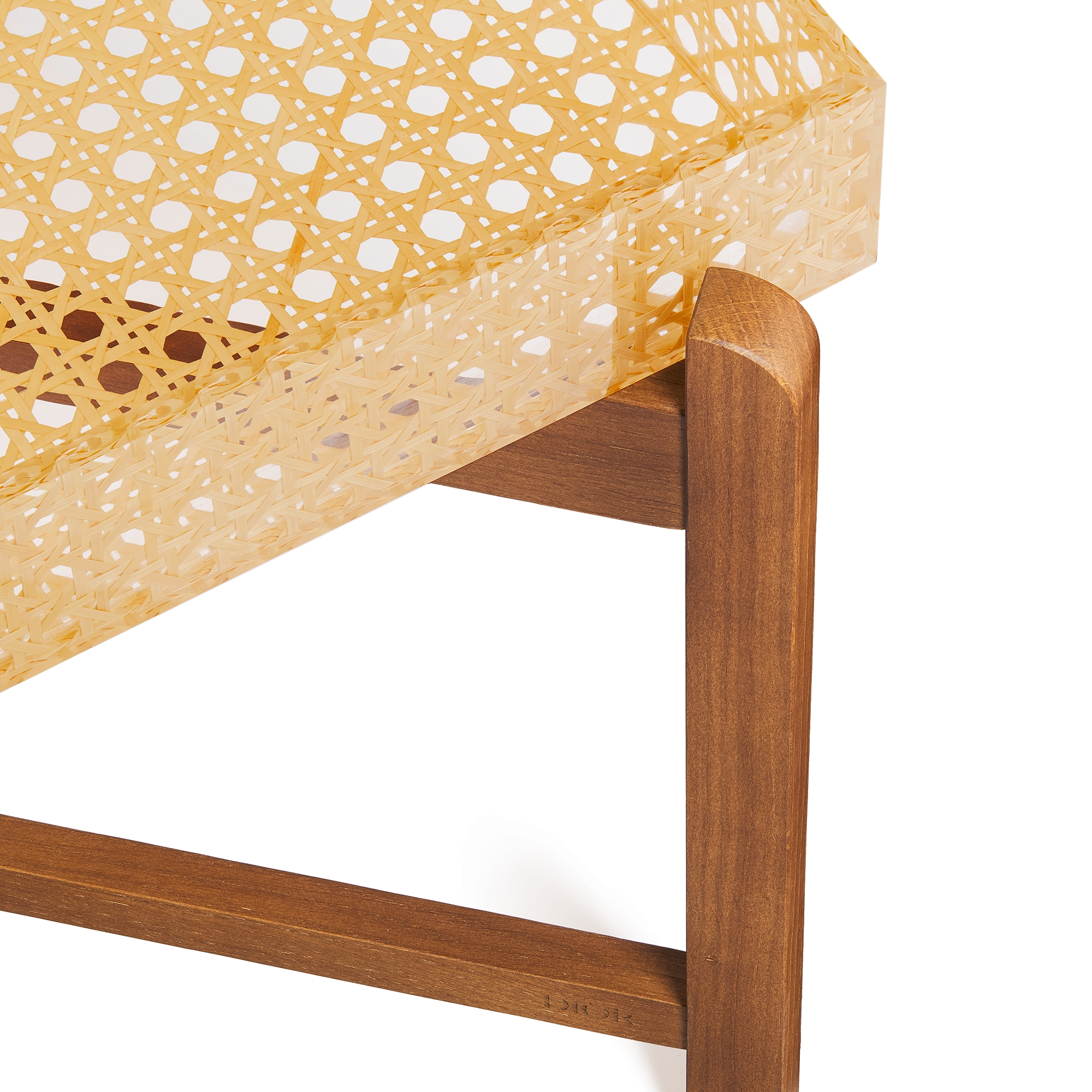 Couchtisch Kunstharz, Eichenholz und Rattan mit Cannage Provence Motiv E09