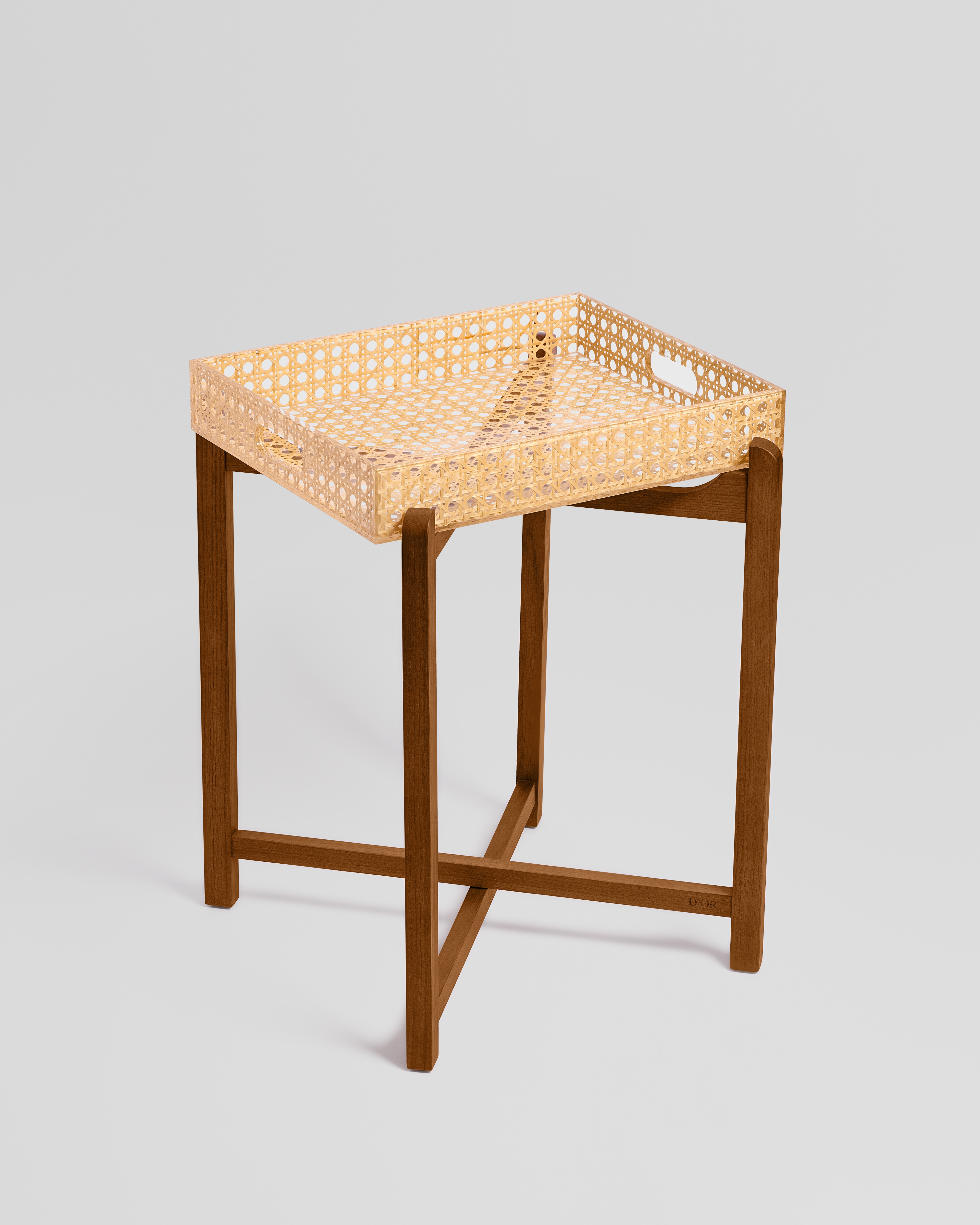 End Table Resin, Oak and Rattan with Cannage Provence Motif E03