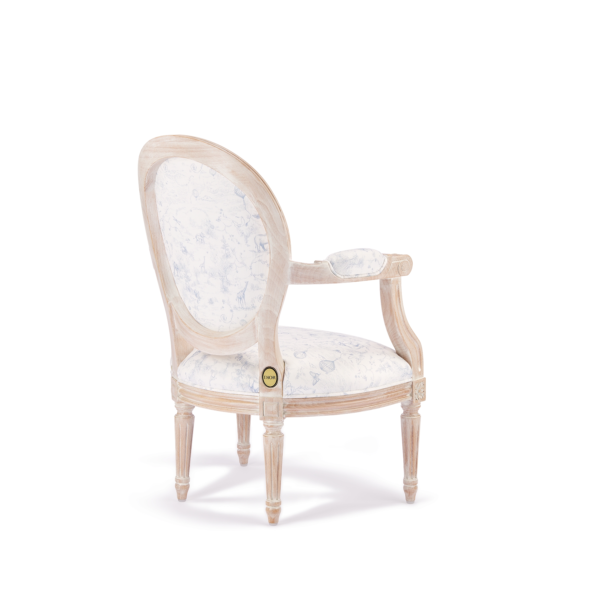 Poltrona Vintage Con Orecchie Sonnenek, Stile Toile De Jouy, In Tessuto E Legno