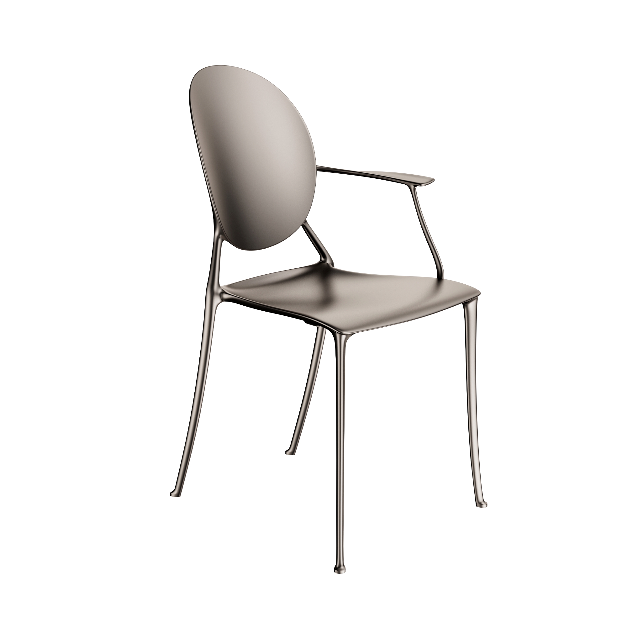 Miss Dior Stuhl DIOR BY STARCK, Aluminium mit Satin-Finish in Black Chromium, 1 Armlehne E01