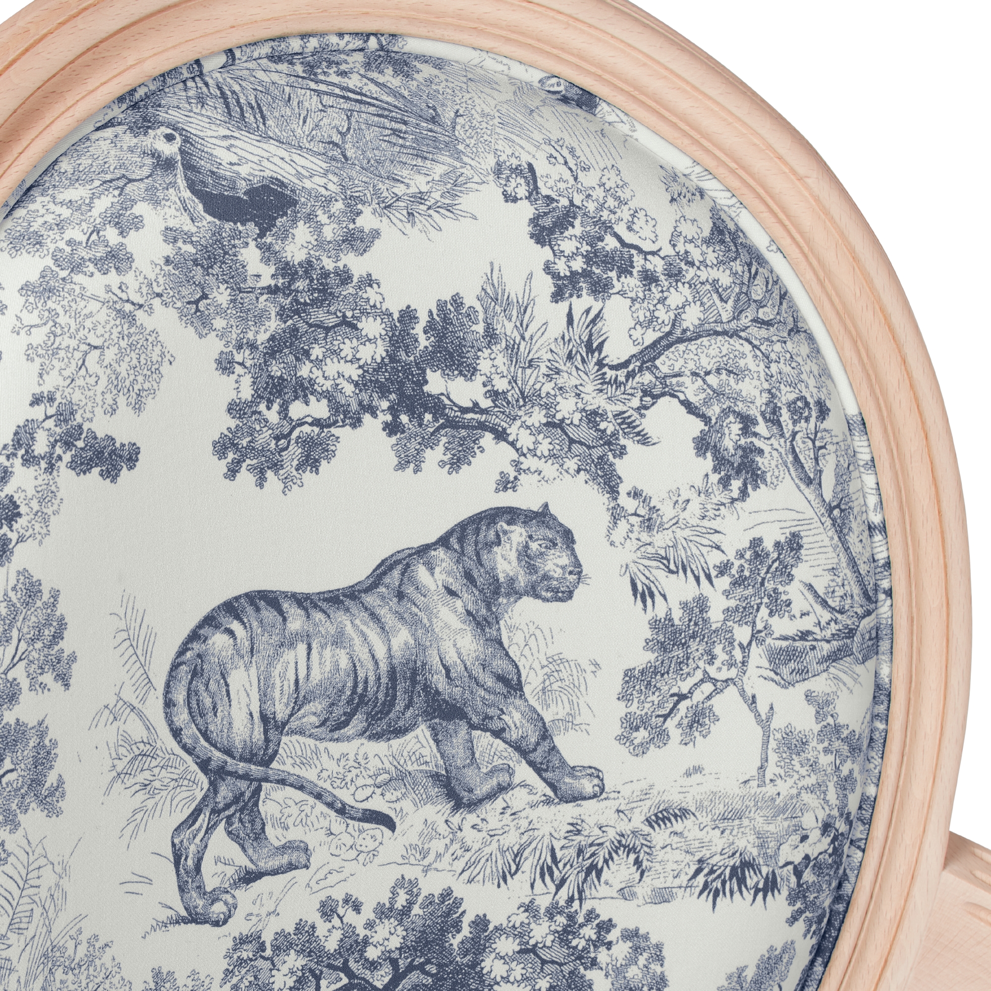 Armstoel Blauw Toile de Jouy, 2 armleuningen E10