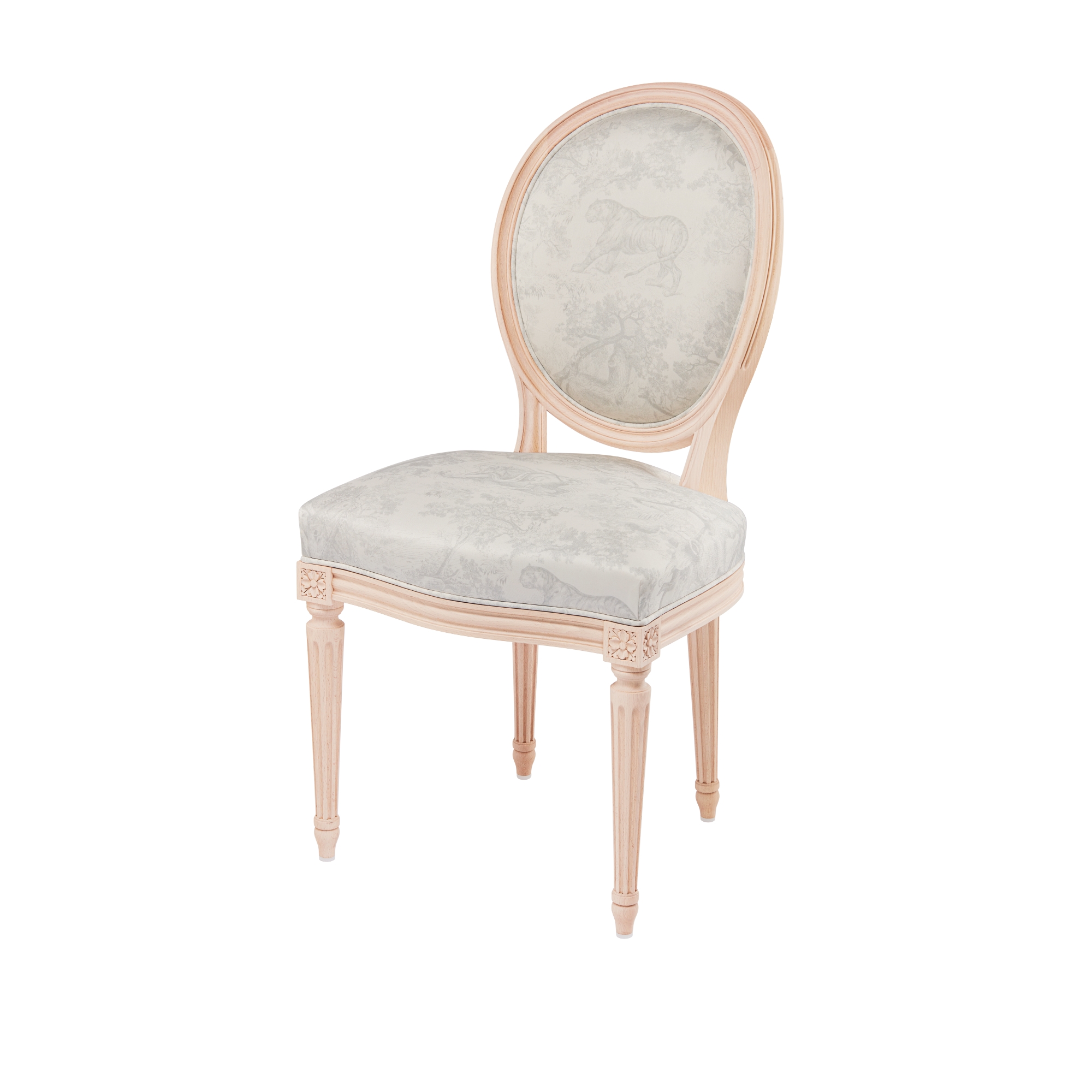 Medaillonstoel Ivoorkleurig Toile de Jouy-motief E03