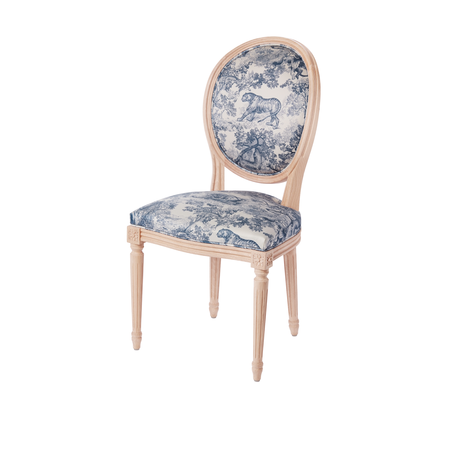 Medallion Chair Blue Toile de Jouy E03