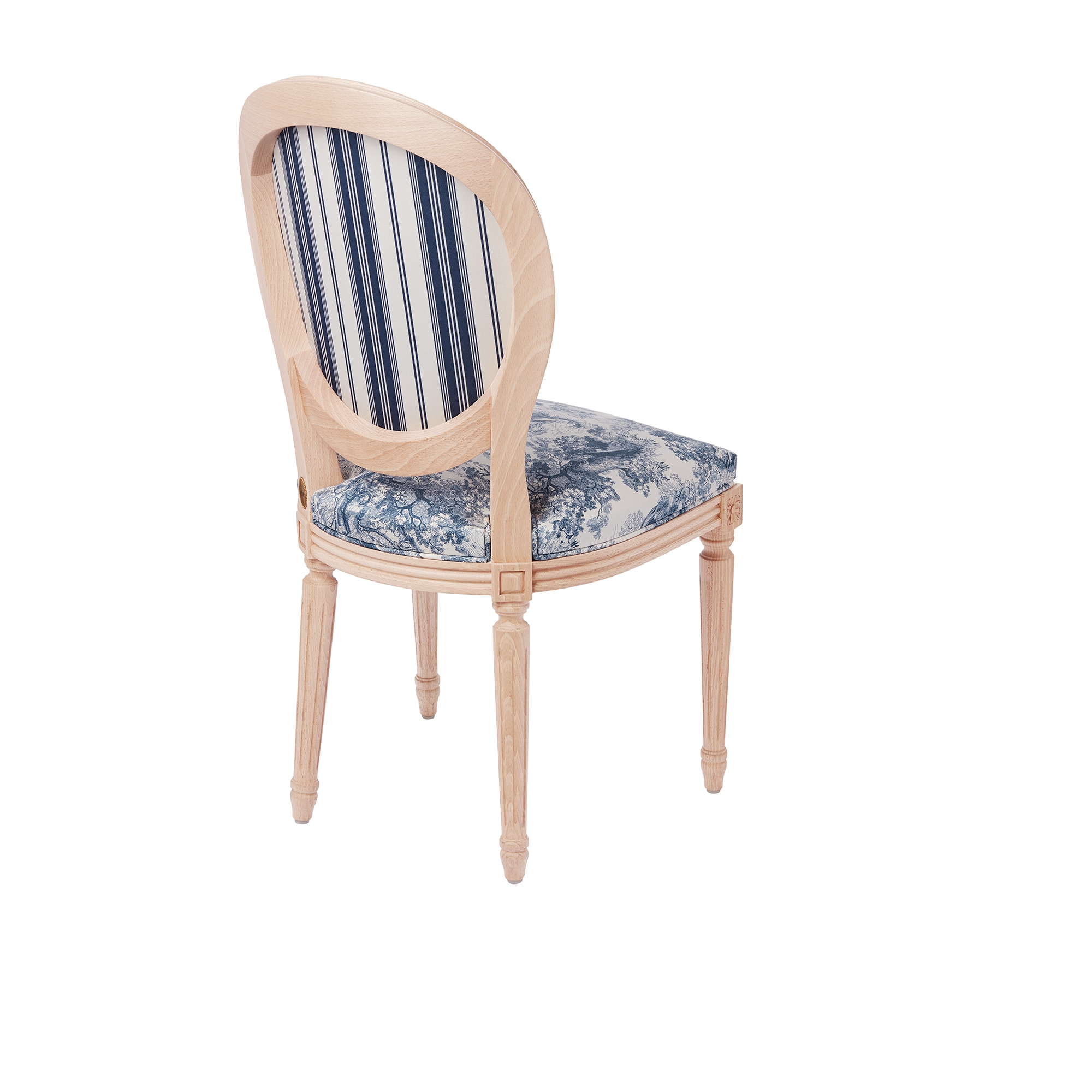 Medallion Chair Blue Toile de Jouy E05